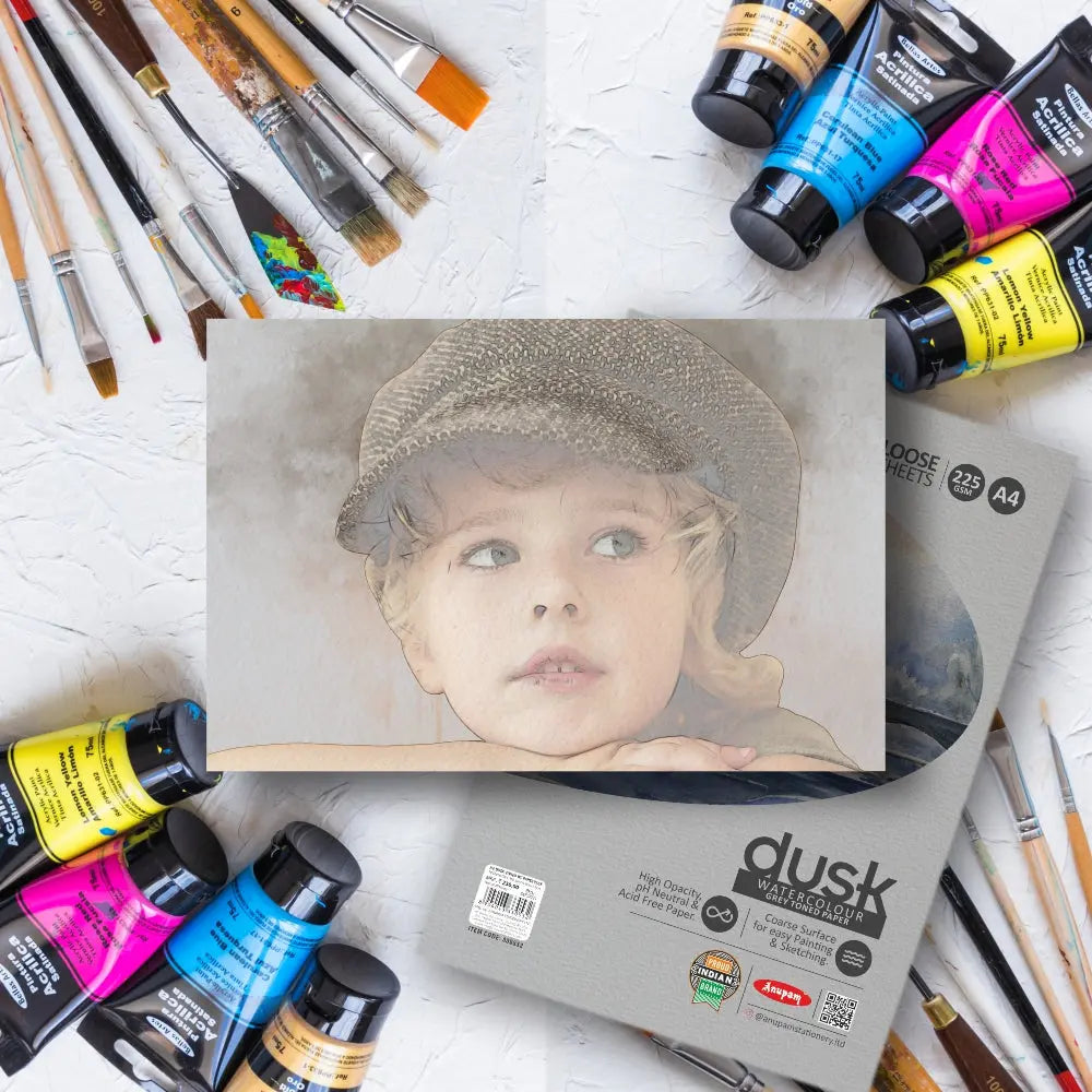 Anupam Grey Toned Watercolour Paper Loose Sheets Dusk 225 GSM Anupam