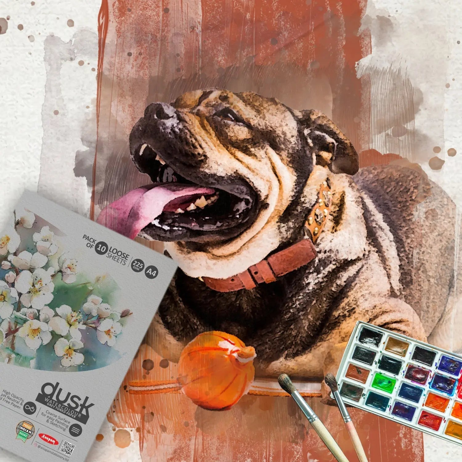 Anupam Grey Toned Watercolour Paper Loose Sheets Dusk 225 GSM Anupam