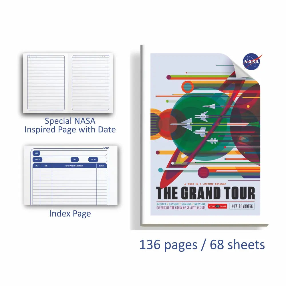 Anupam NASA Single Line Notebooks Soft Brown Cover 60Gsm A4 Size Anupam