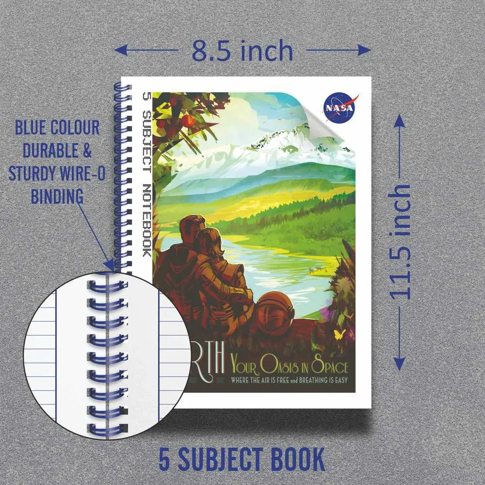 Anupam Nasa 5 Subject Spiral Notebook - 70 GSM Paper - Pages 200 - Ideal for Profesionals & Students Anupam