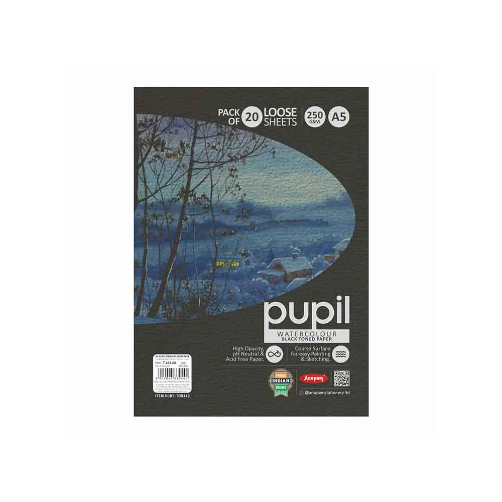 Anupam Pupil Watercolour Black Toned Loose Sheets - 250 GSM Anupam