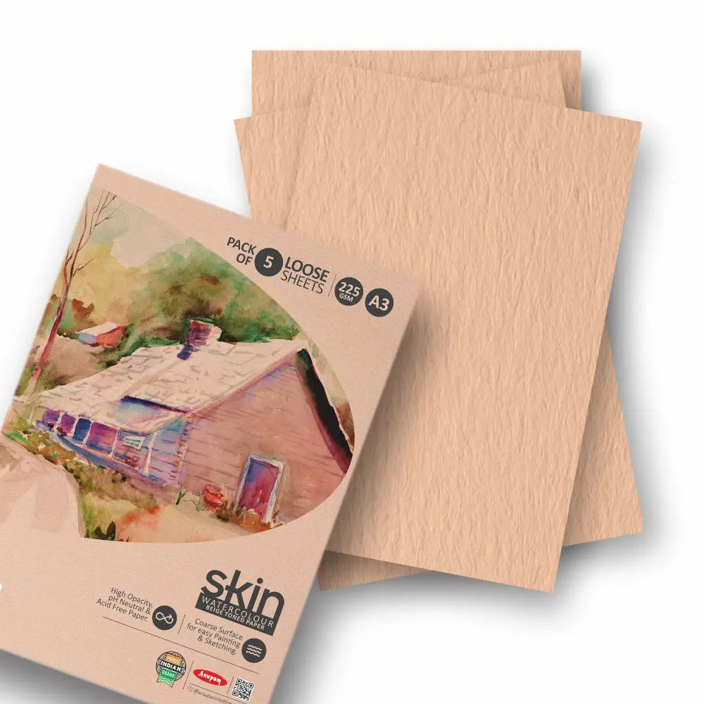 Anupam Skin Toned Watercolour Paper Loose Sheets 225gsm Anupam