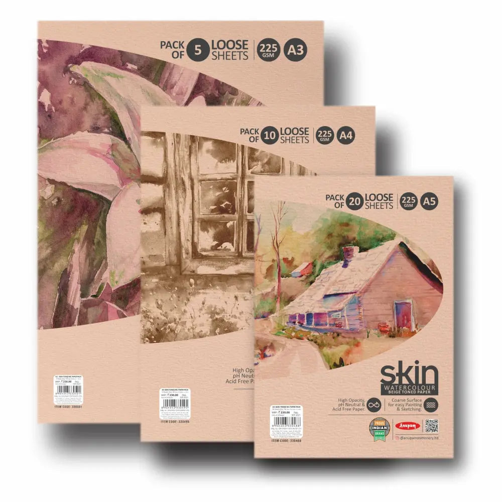 Anupam Skin Toned Watercolour Paper Loose Sheets 225gsm Anupam