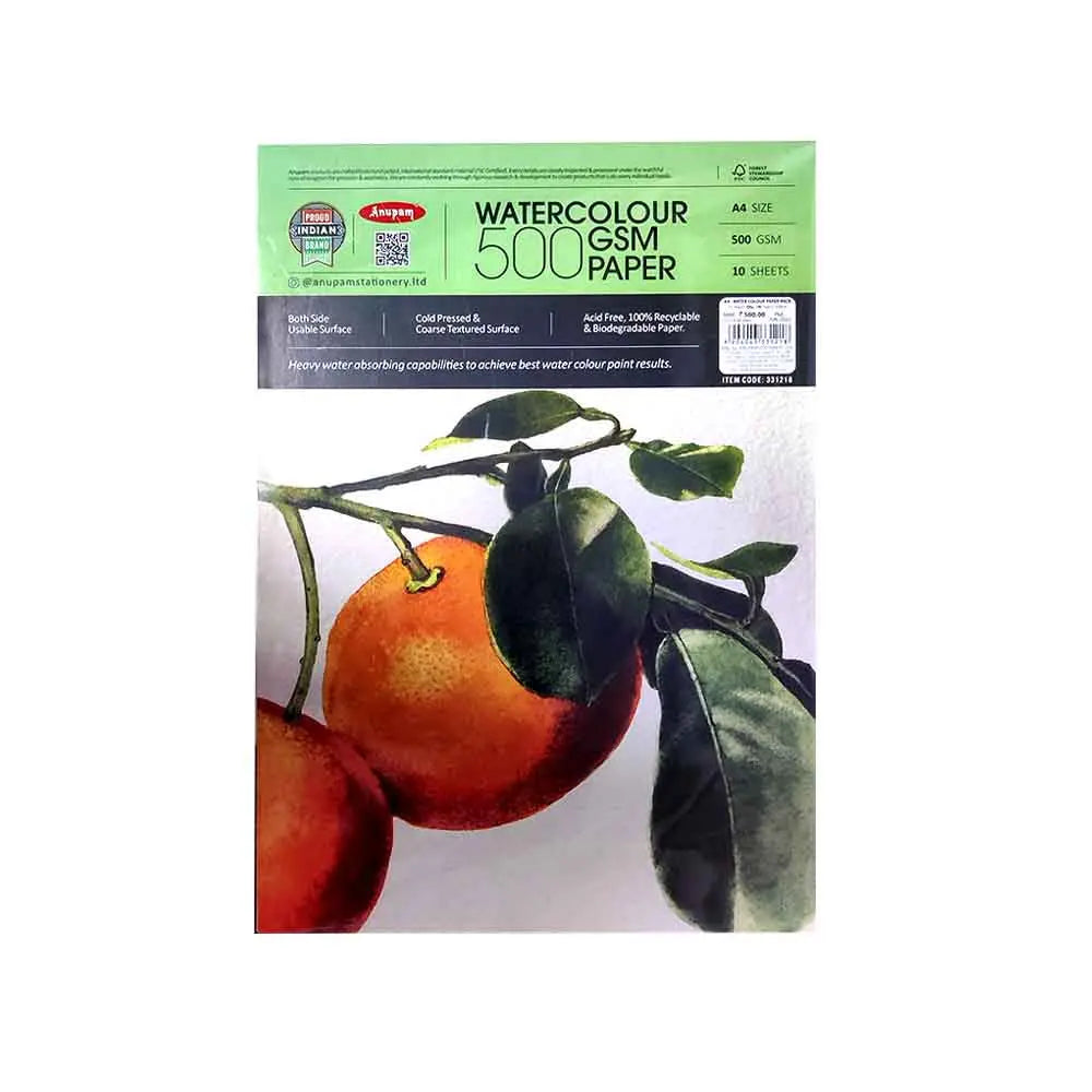 Anupam Watercolour Paper 500 GSM Cold Pressed (Loose Sheets) Anupam