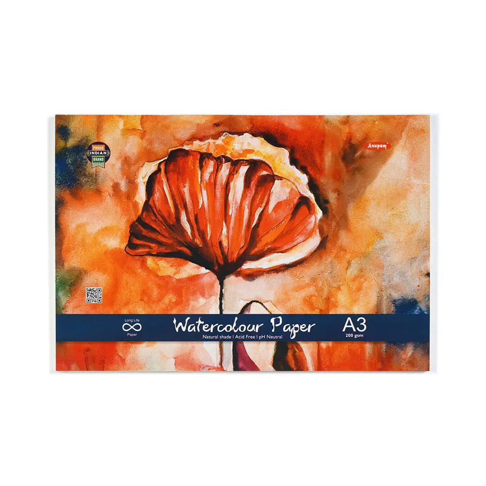 Anupam Watercolour Paper Pad / Book (200 GSM & 300 GSM) - Cold Press Anupam