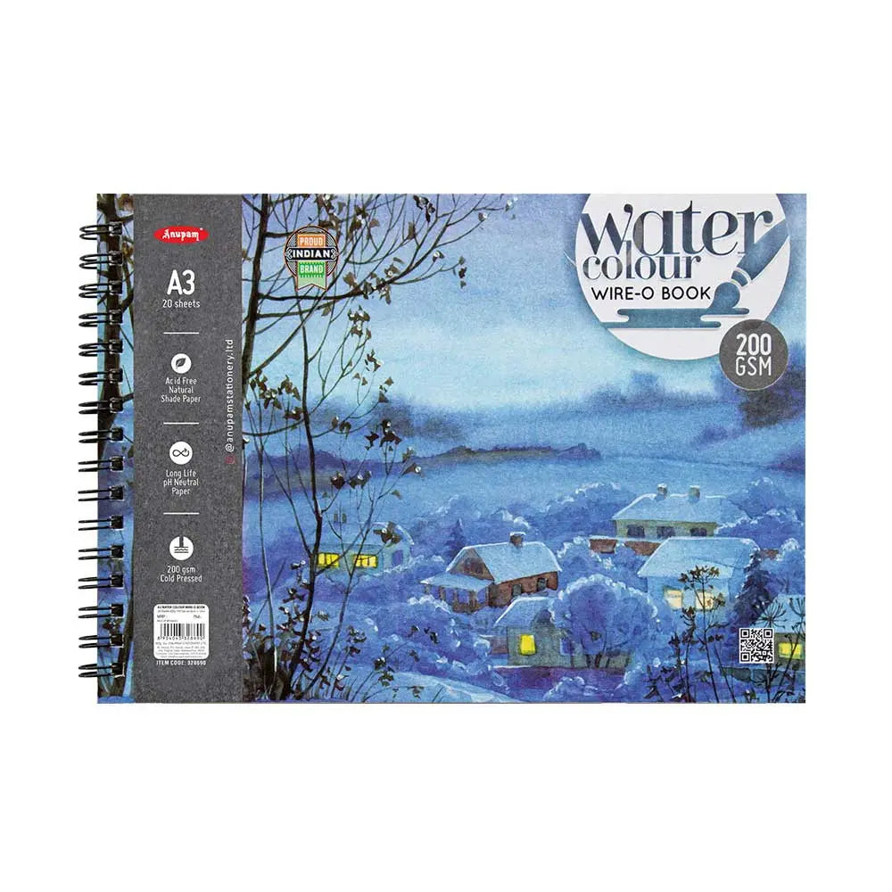 Anupam Watercolour Paper Wireo Book (200 GSM & 300 GSM) - Cold Pressed Anupam