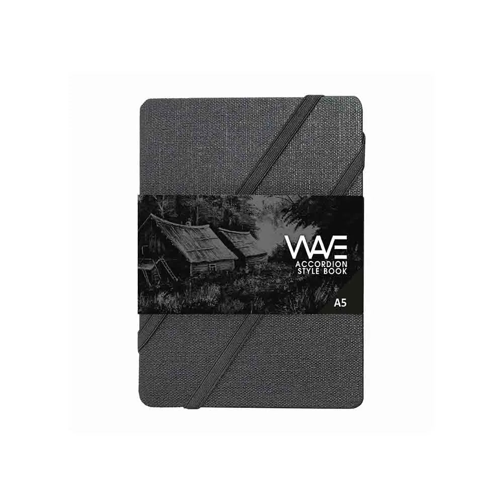 Anupam Wave Fan Folding Black Paper Accordion Book 180 GSM Anupam