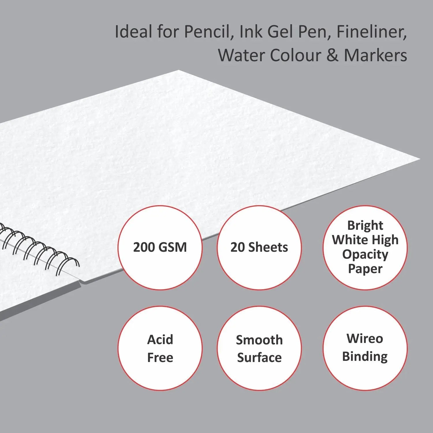 Anupam Wiro Bound Ivory Paper Sketchbook - 200 GSM Anupam