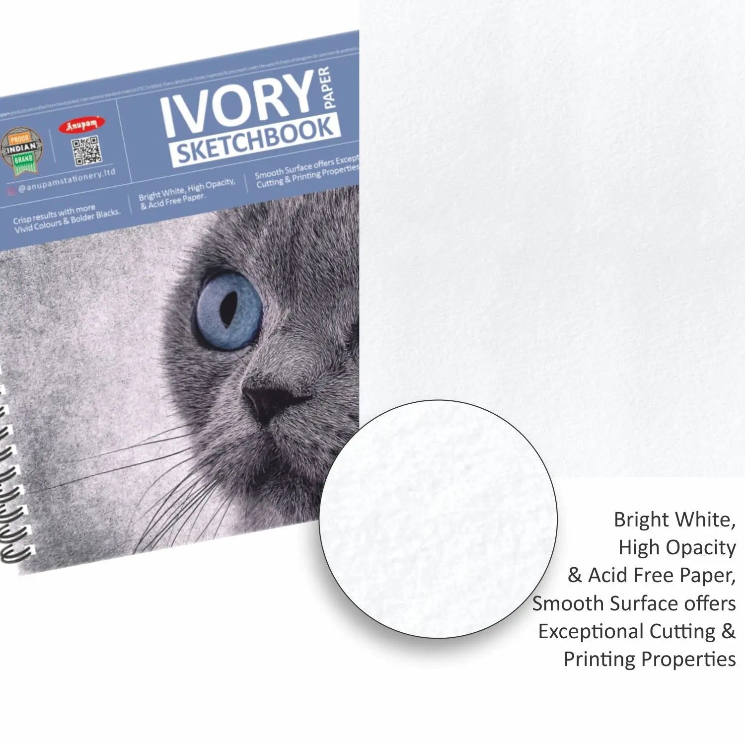 Anupam Wiro Bound Ivory Paper Sketchbook - 200 GSM Anupam