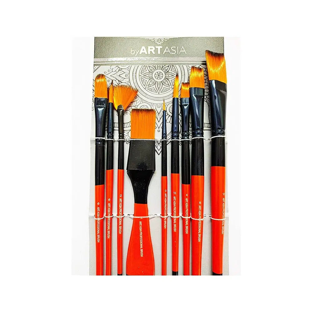 Art Asia Mix Golden Hair Painting Brush Series - 9pcs Art Asia