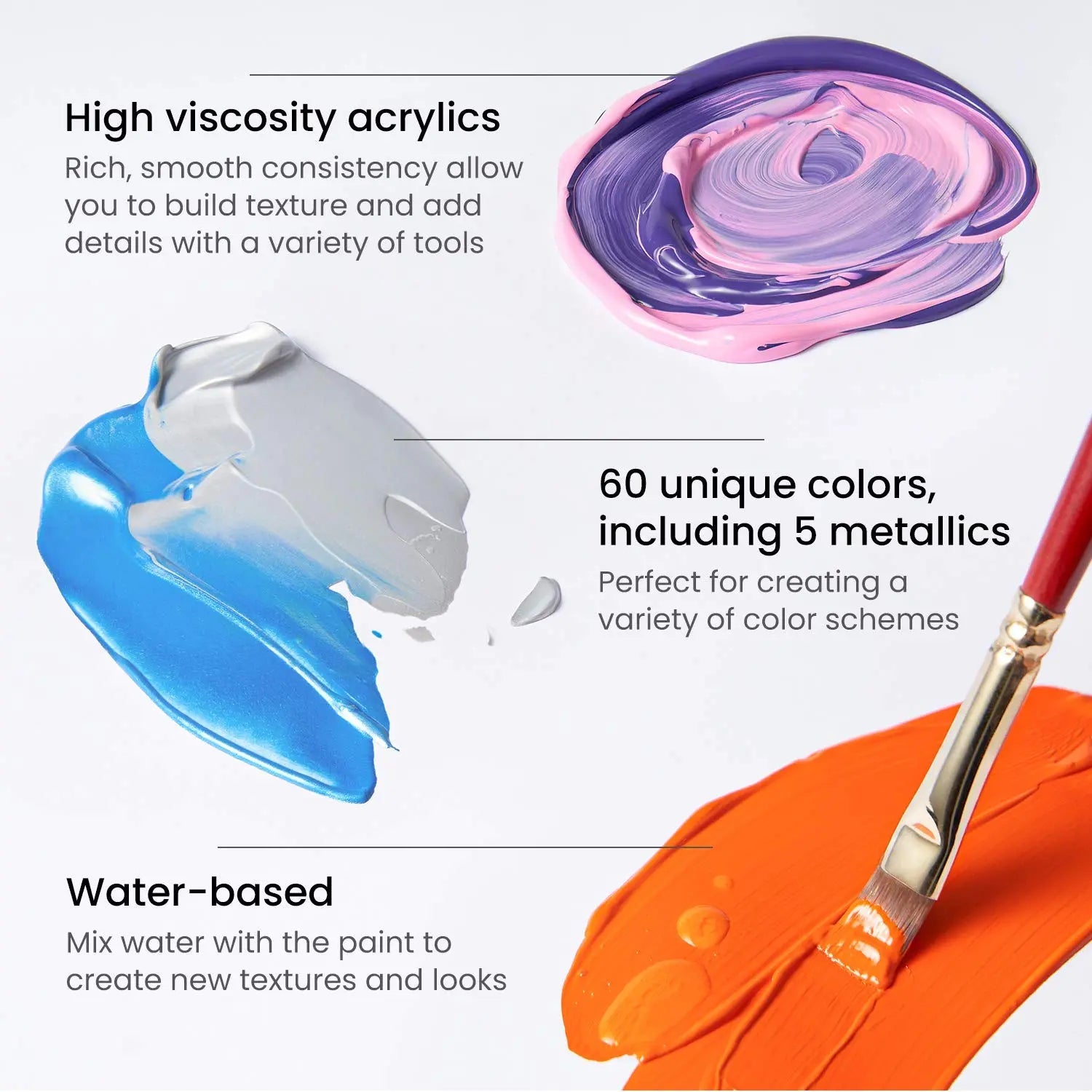 Arteza Premium Acrylic Paint Assorted Colours Set with Storage Box