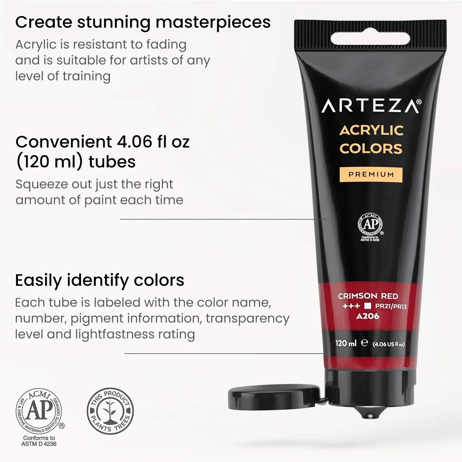 Arteza Premium Acrylic Paint Assorted Colours Set with Storage Box