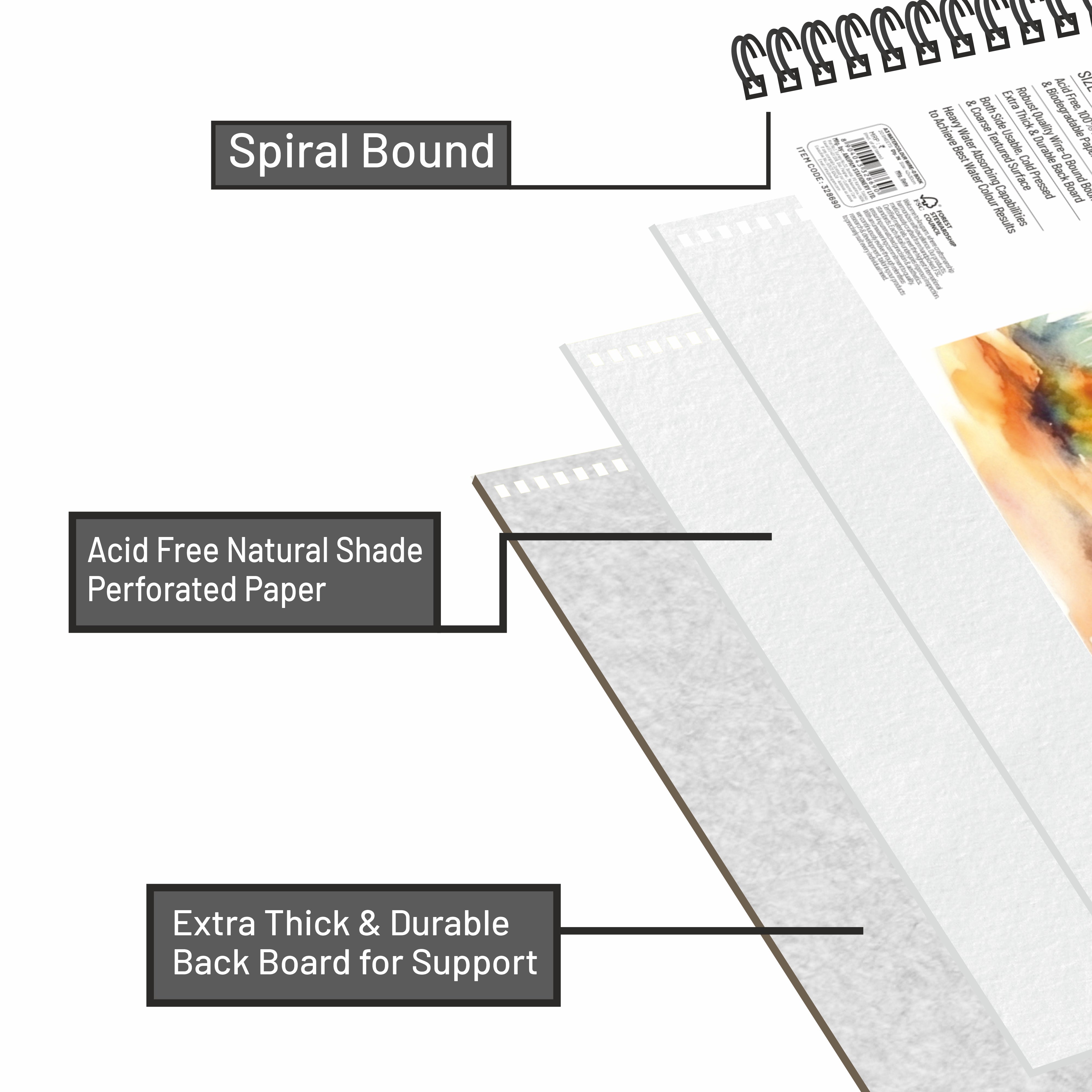 Anupam Watercolour Paper Wireo Book -Cold Pressed-natural White-(200 GSM & 300 GSM)