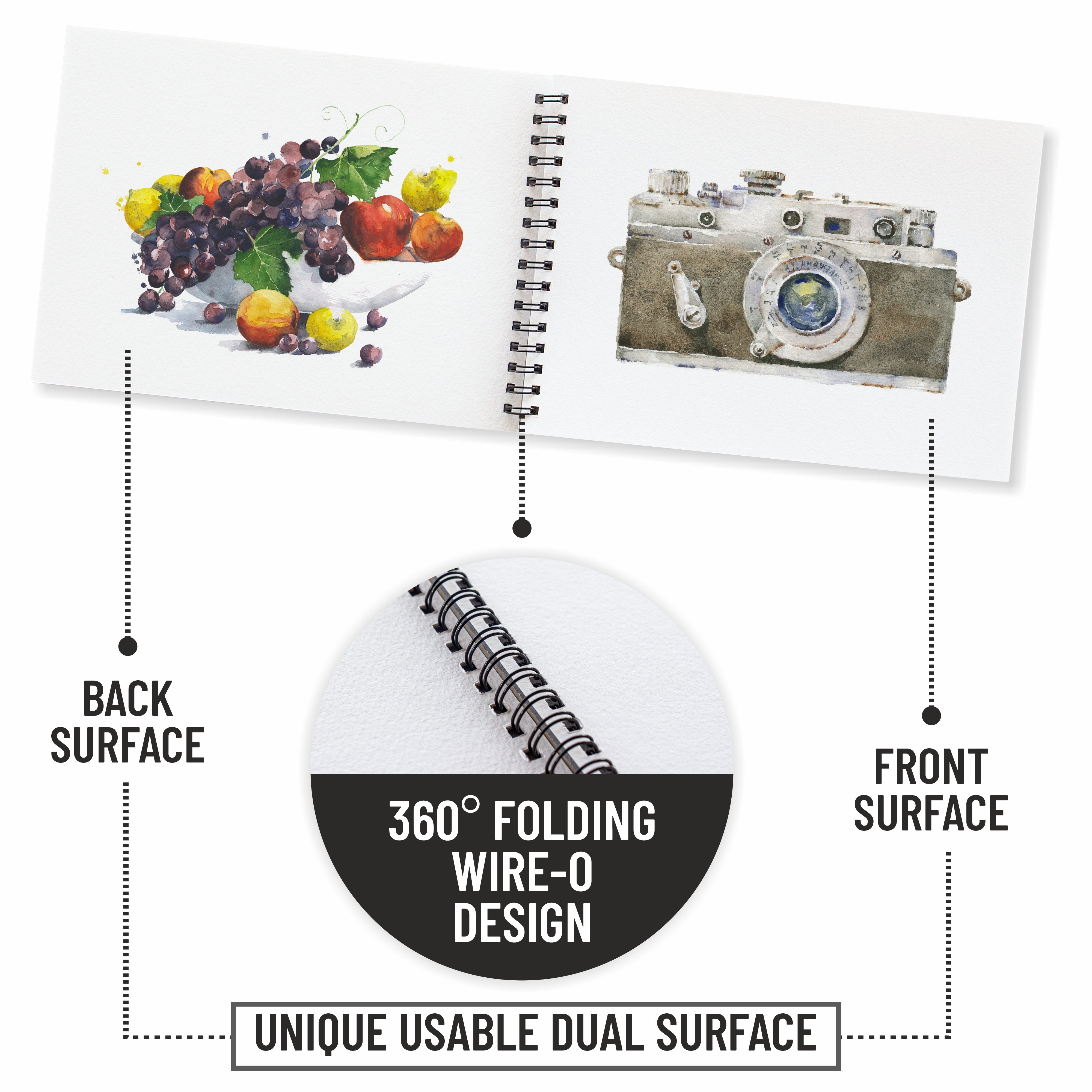 Anupam Watercolour Paper Wireo Book -Cold Pressed-natural White-(200 GSM & 300 GSM)