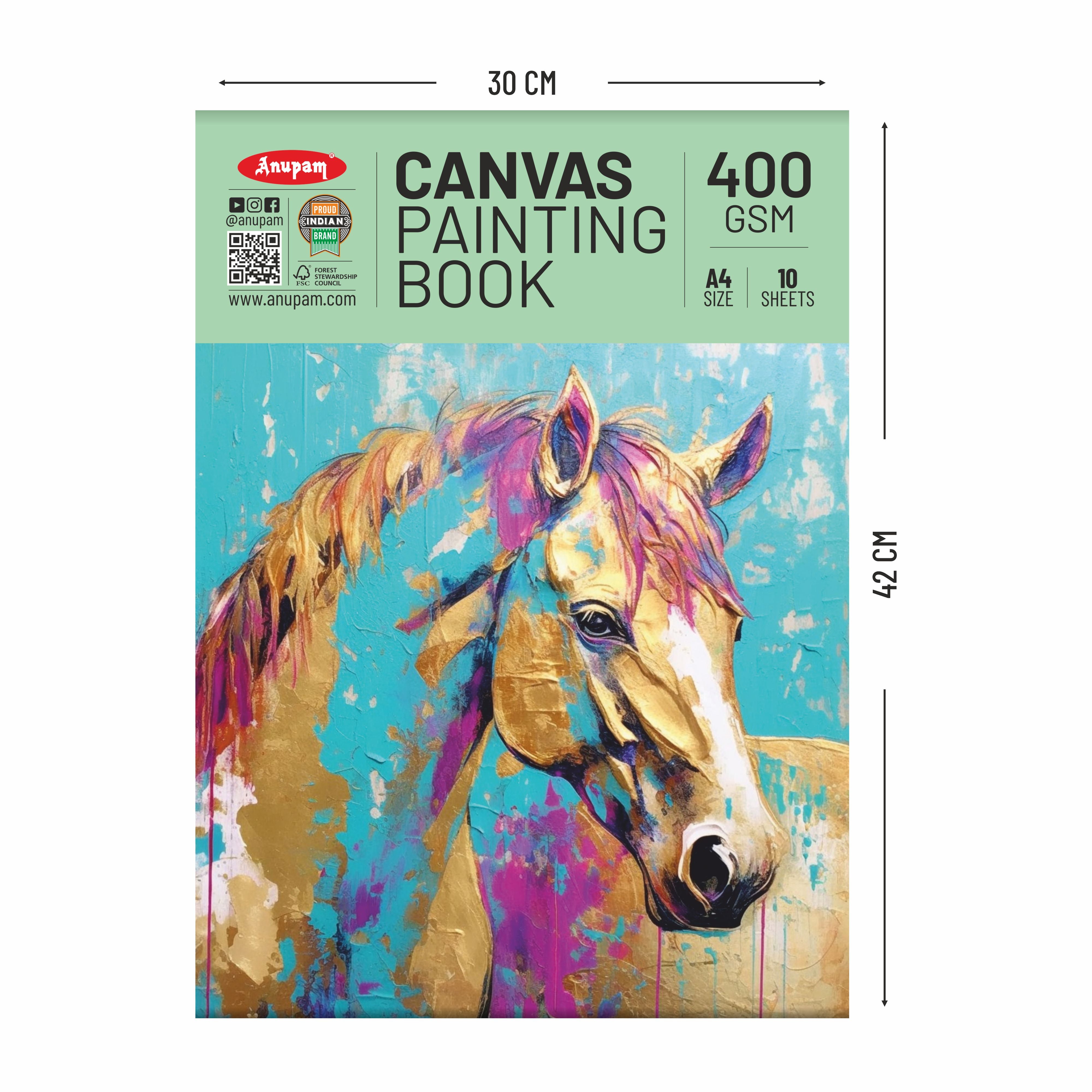 Anupam Canvas Pad Acrylic Gesso Primed Acid Free-10 Oz -400GSM-(10 Sheets)