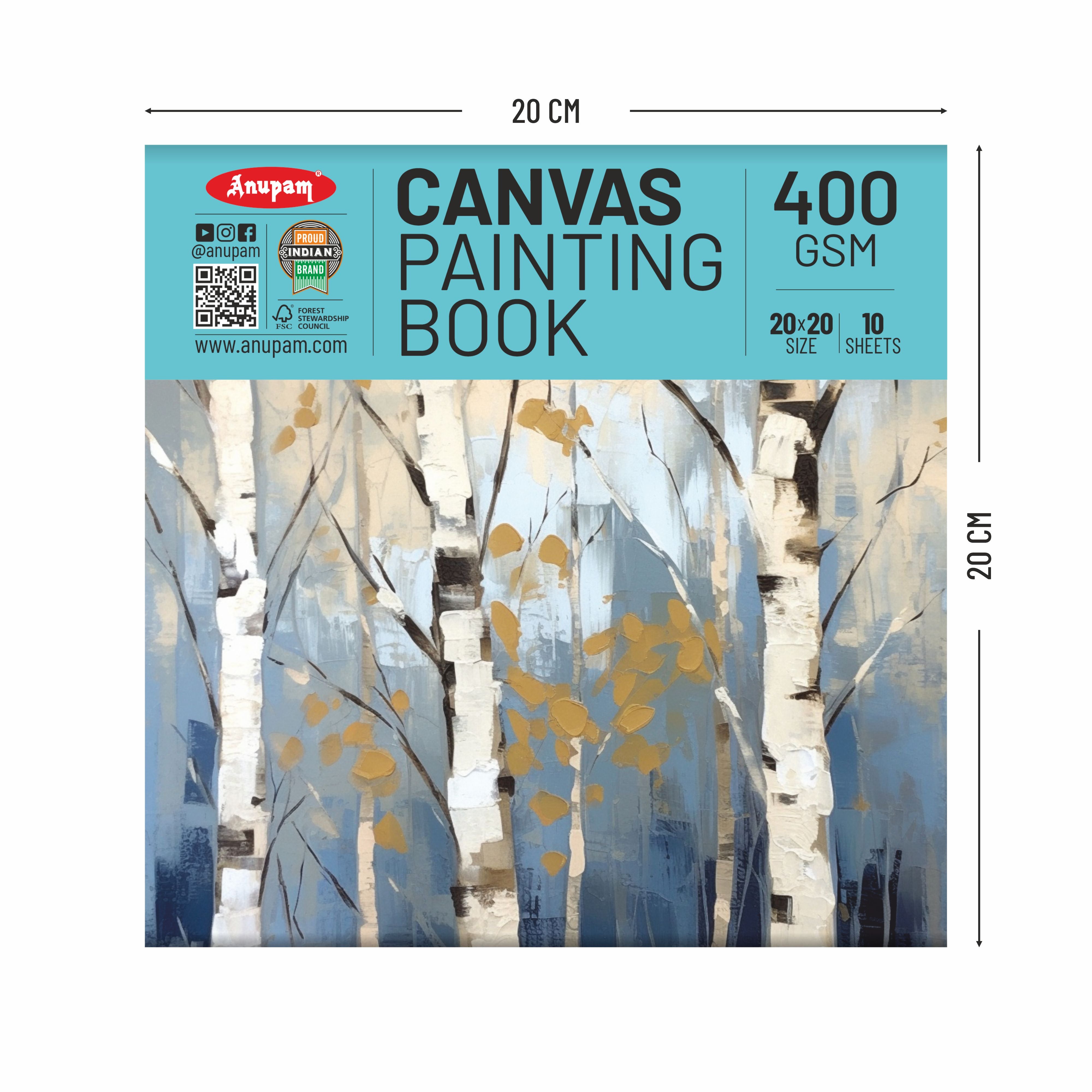 Anupam Canvas Pad Acrylic Gesso Primed Acid Free-10 Oz -400GSM-(10 Sheets)