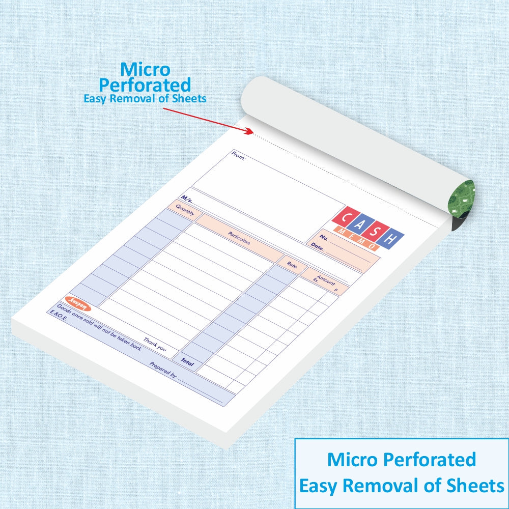 Anupam Bill Book Cash Memo-Approval Slip-Estimate Slip-Credit Memo Perforated Pages Book for Shop-Office-Institute