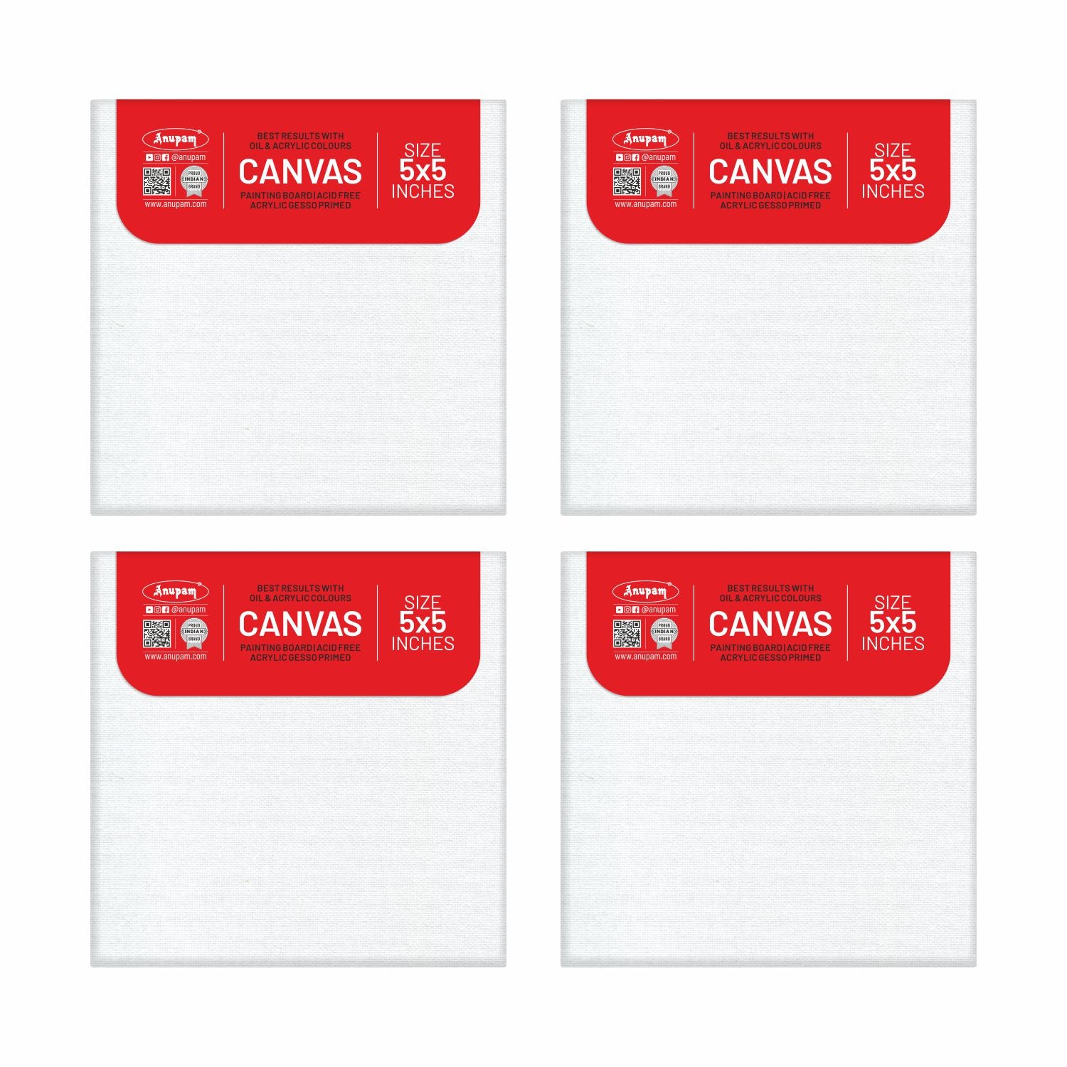 Anupam Primed Canvas Board for Painting, Canvas Boards Painting Canvas Panels for Oil, Acrylic Paint Gouache and Tempera for Beginners & Artists