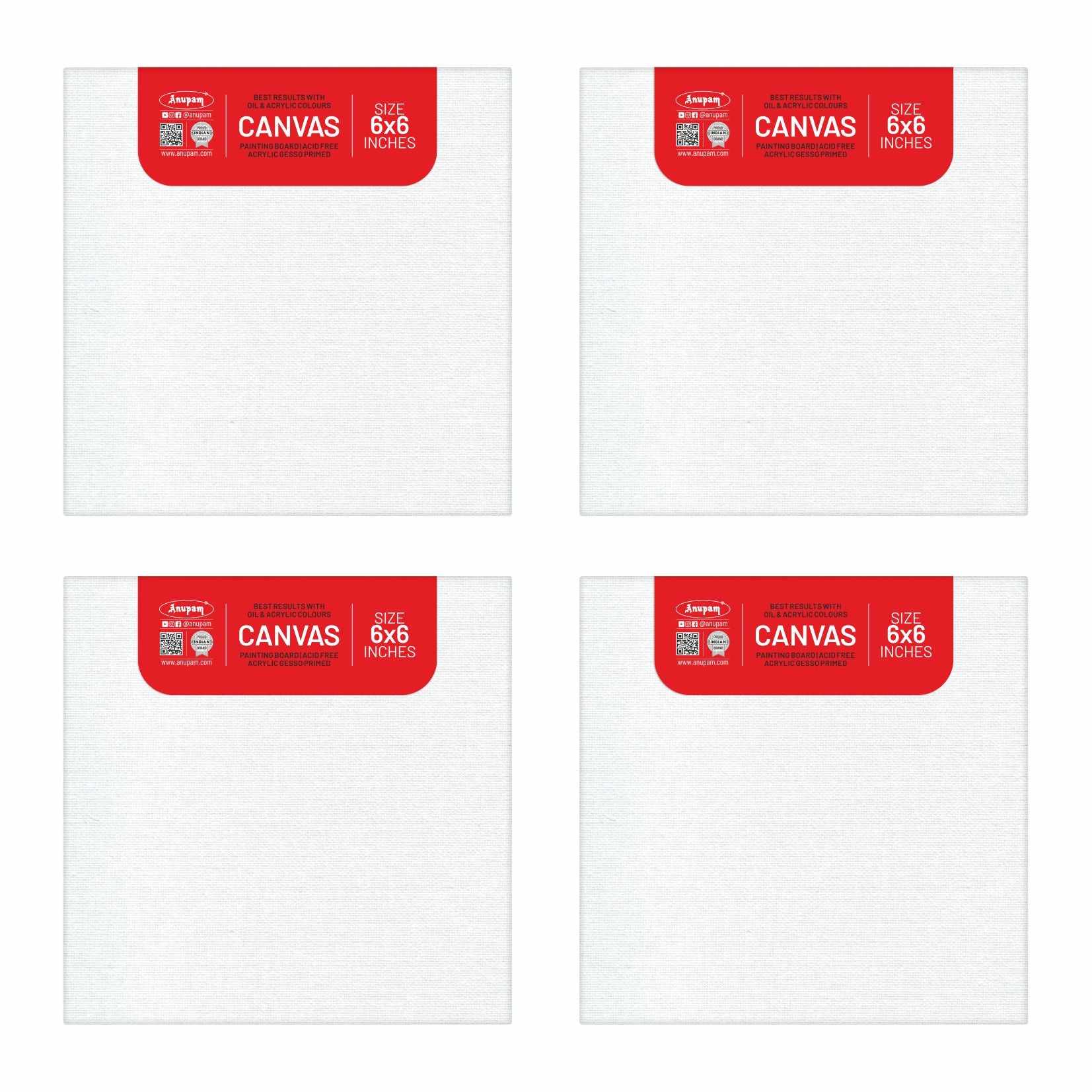 Anupam Primed Canvas Board for Painting, Canvas Boards Painting Canvas Panels for Oil, Acrylic Paint Gouache and Tempera for Beginners & Artists