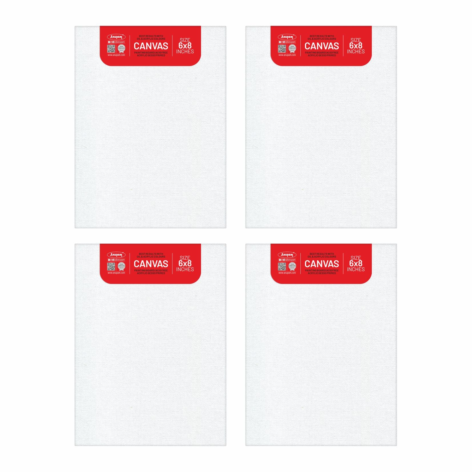 Anupam Primed Canvas Board for Painting, Canvas Boards Painting Canvas Panels for Oil, Acrylic Paint Gouache and Tempera for Beginners & Artists