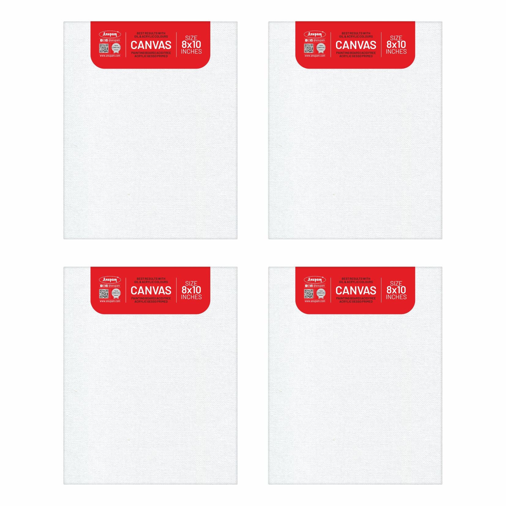 Anupam Primed Canvas Board for Painting, Canvas Boards Painting Canvas Panels for Oil, Acrylic Paint Gouache and Tempera for Beginners & Artists