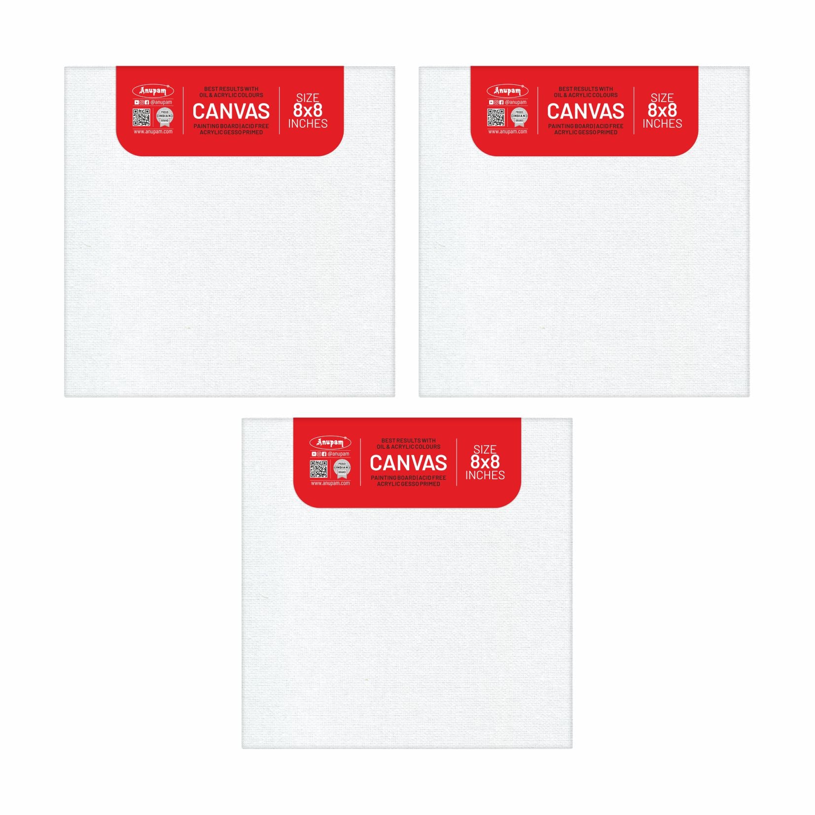 Anupam Primed Canvas Board for Painting, Canvas Boards Painting Canvas Panels for Oil, Acrylic Paint Gouache and Tempera for Beginners & Artists