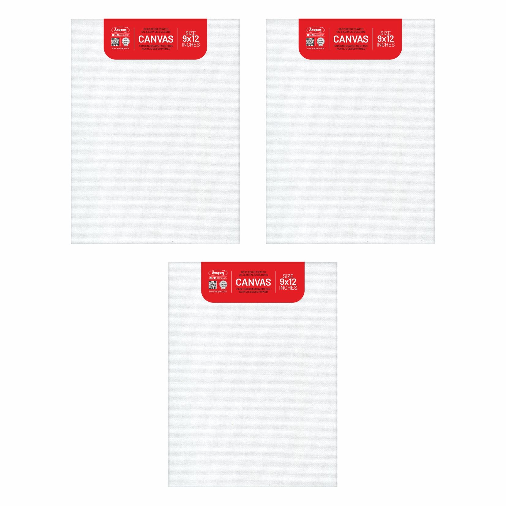 Anupam Primed Canvas Board for Painting, Canvas Boards Painting Canvas Panels for Oil, Acrylic Paint Gouache and Tempera for Beginners & Artists