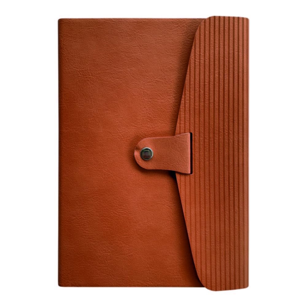 Anupam Captive A5 Ruled Journal Notebook 192 Page,80Gsm Journals Leather Textured PU Cover Designer Engraving with Press Button Closure
