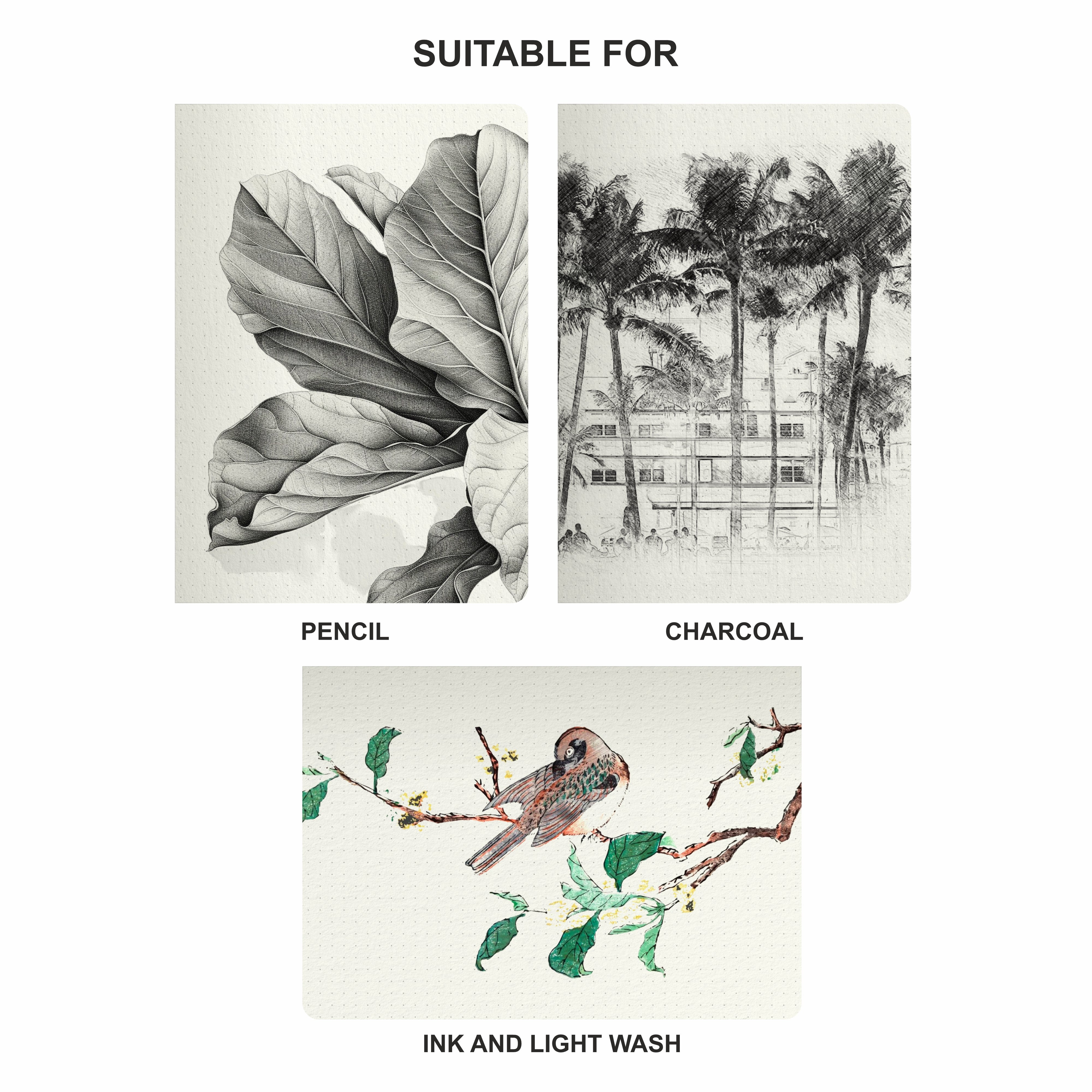 Anupam Cartridge Booklet-Natural Shade Dot Grid Paper Sketchbook-Soft Cover Book-140 GSM-40 Pages (pack of 2)