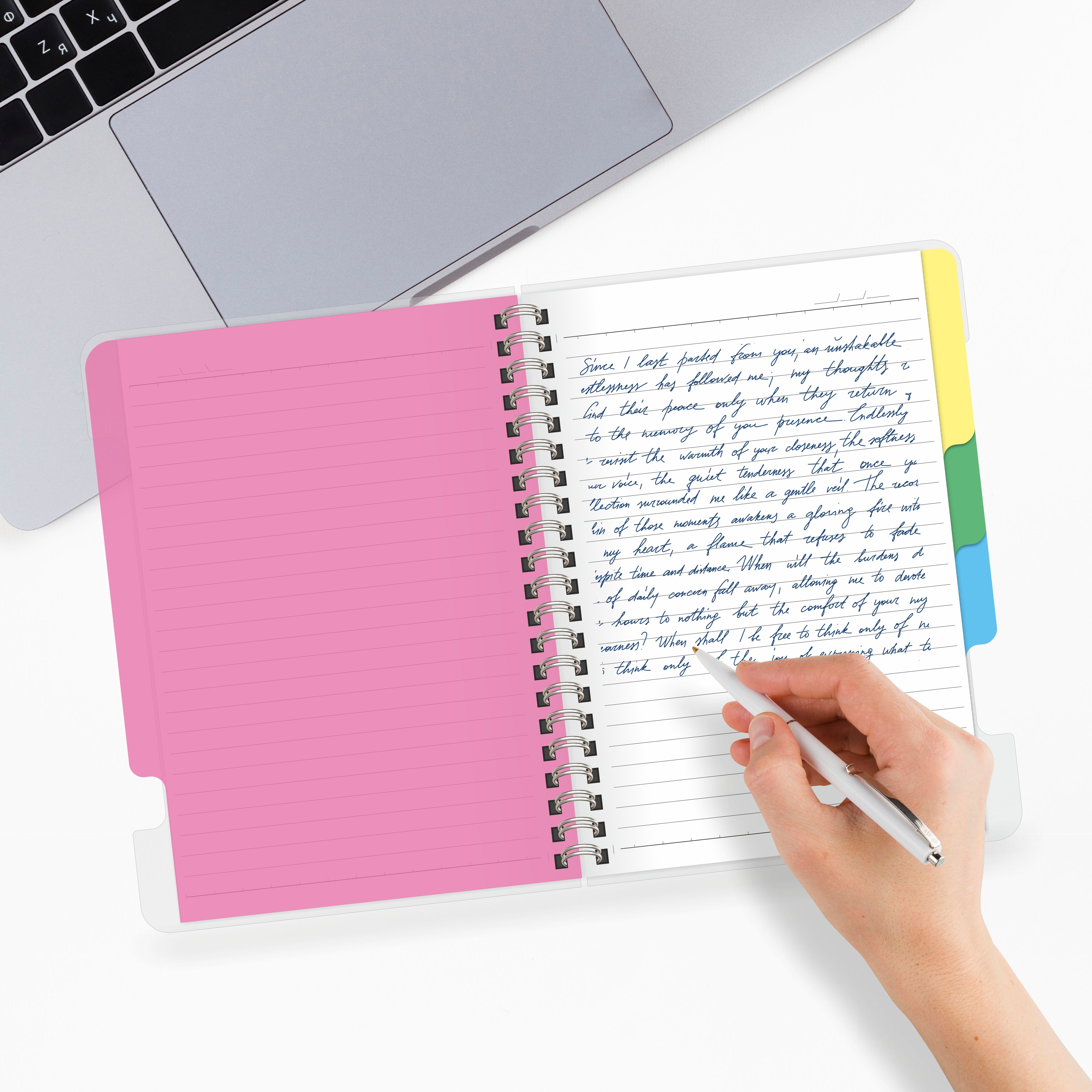 Anupam Revel 5 Subject Book 250Pgs 80 Gsm Natural White - A5 College Ruled Spiral Notebook Movable Dividers, Front/transparent  Plastic Covers, Multi Subject Notebook