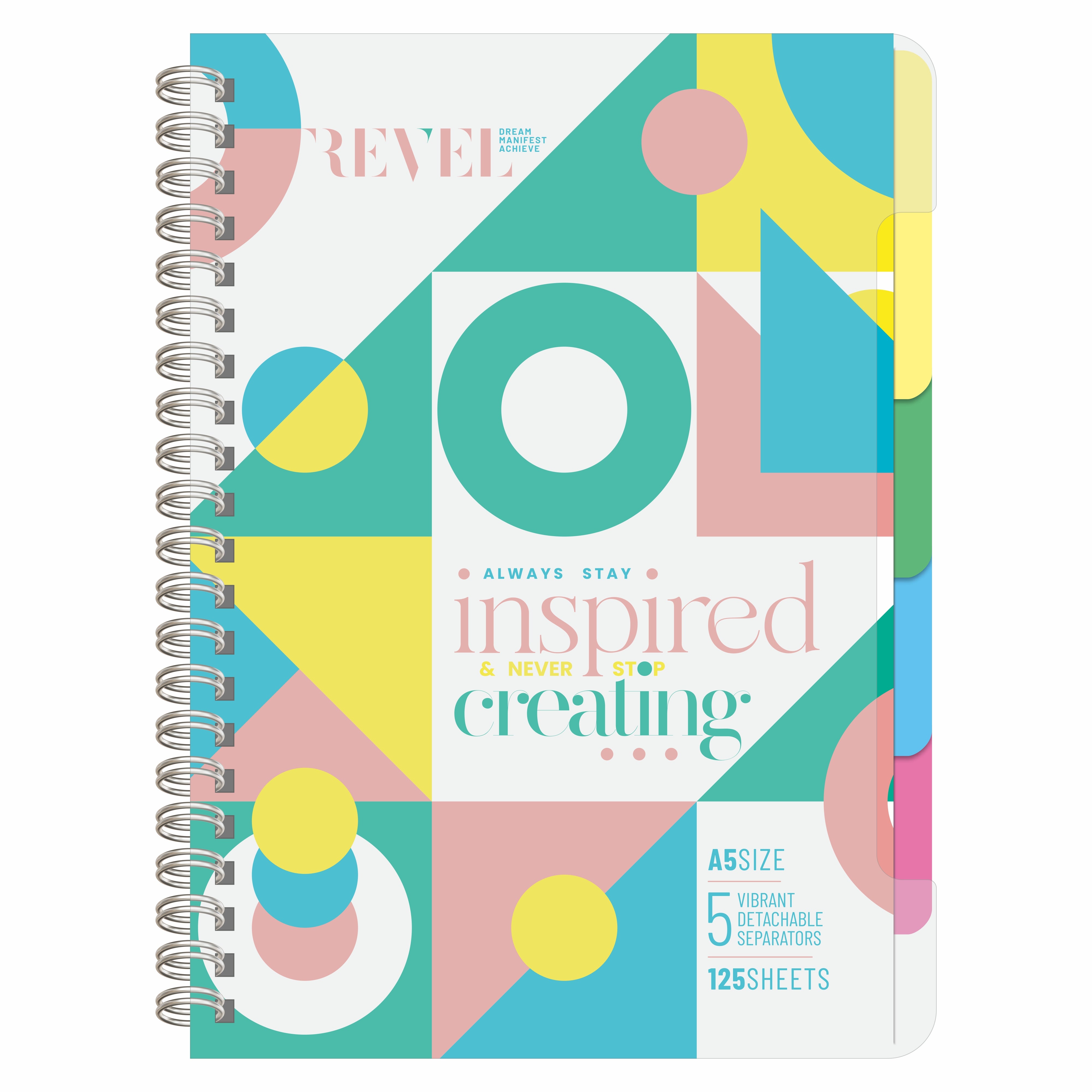 Anupam Revel 5 Subject Book 250Pgs 80 Gsm Natural White - A5 College Ruled Spiral Notebook Movable Dividers, Front/transparent  Plastic Covers, Multi Subject Notebook