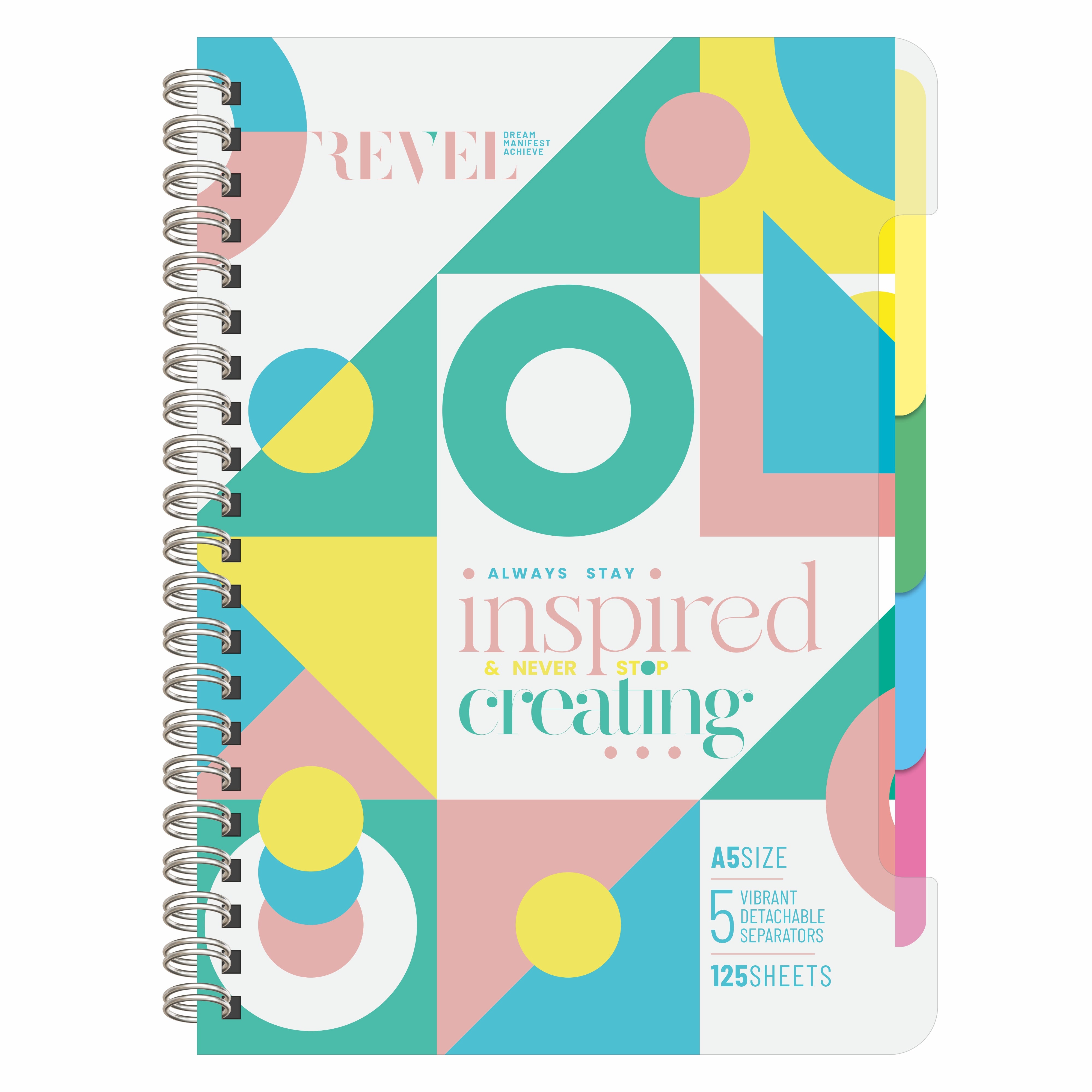 Anupam Revel 5 Subject Book 250Pgs 80 Gsm Natural White - A5 College Ruled Spiral Notebook Movable Dividers, Front/transparent  Plastic Covers, Multi Subject Notebook
