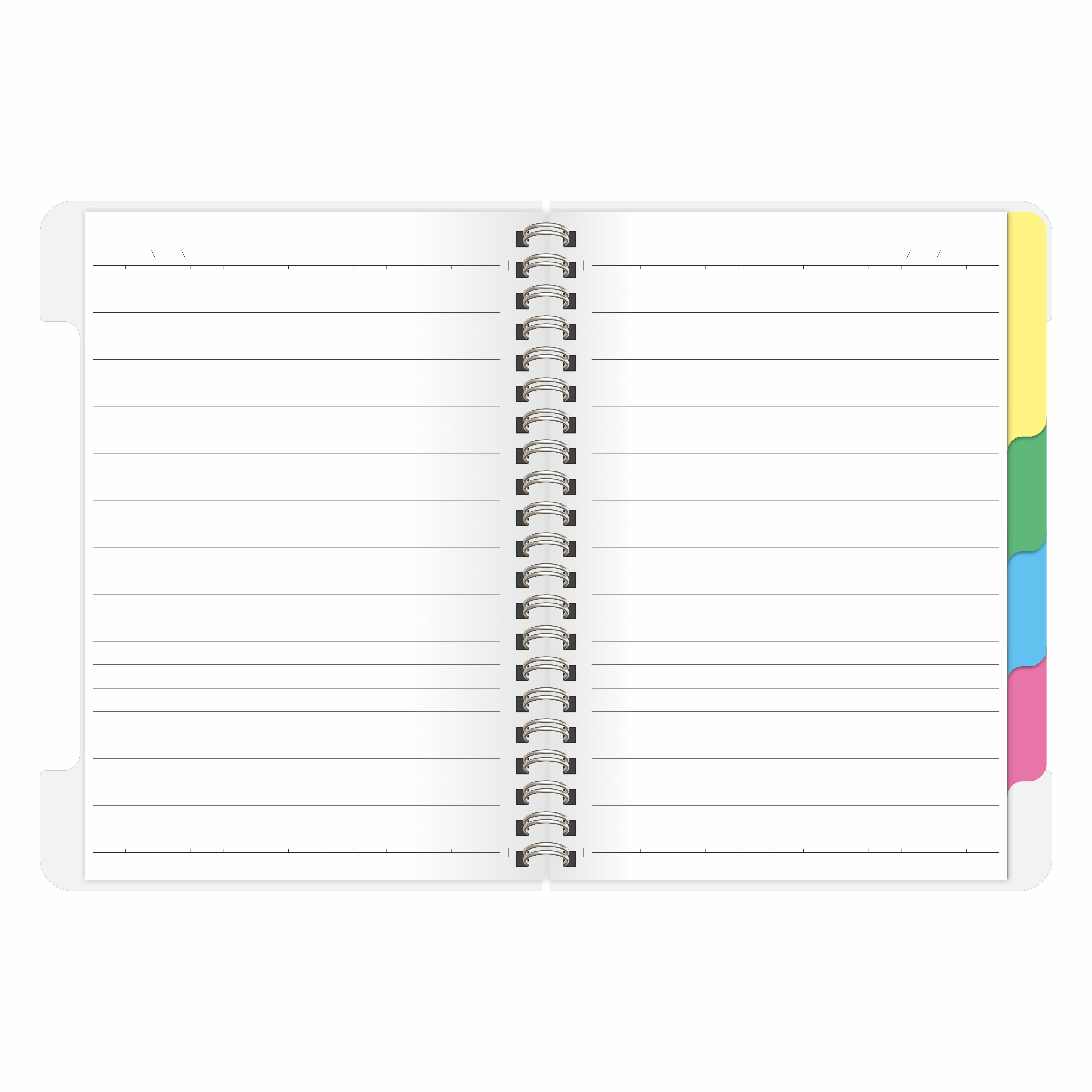 Anupam Revel 5 Subject Book 250Pgs 80 Gsm Natural White - A5 College Ruled Spiral Notebook Movable Dividers, Front/transparent  Plastic Covers, Multi Subject Notebook
