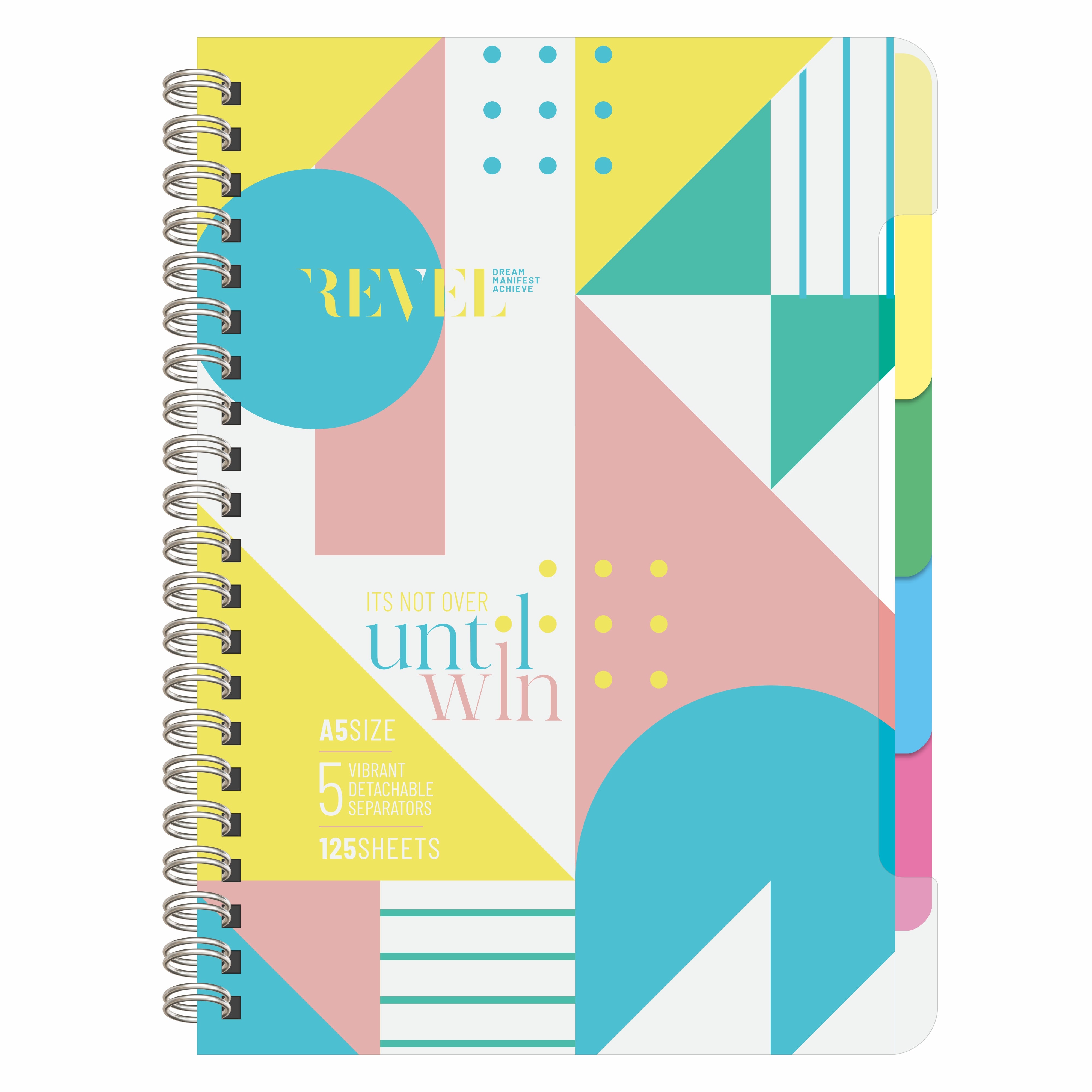 Anupam Revel 5 Subject Book 250Pgs 80 Gsm Natural White - A5 College Ruled Spiral Notebook Movable Dividers, Front/transparent  Plastic Covers, Multi Subject Notebook
