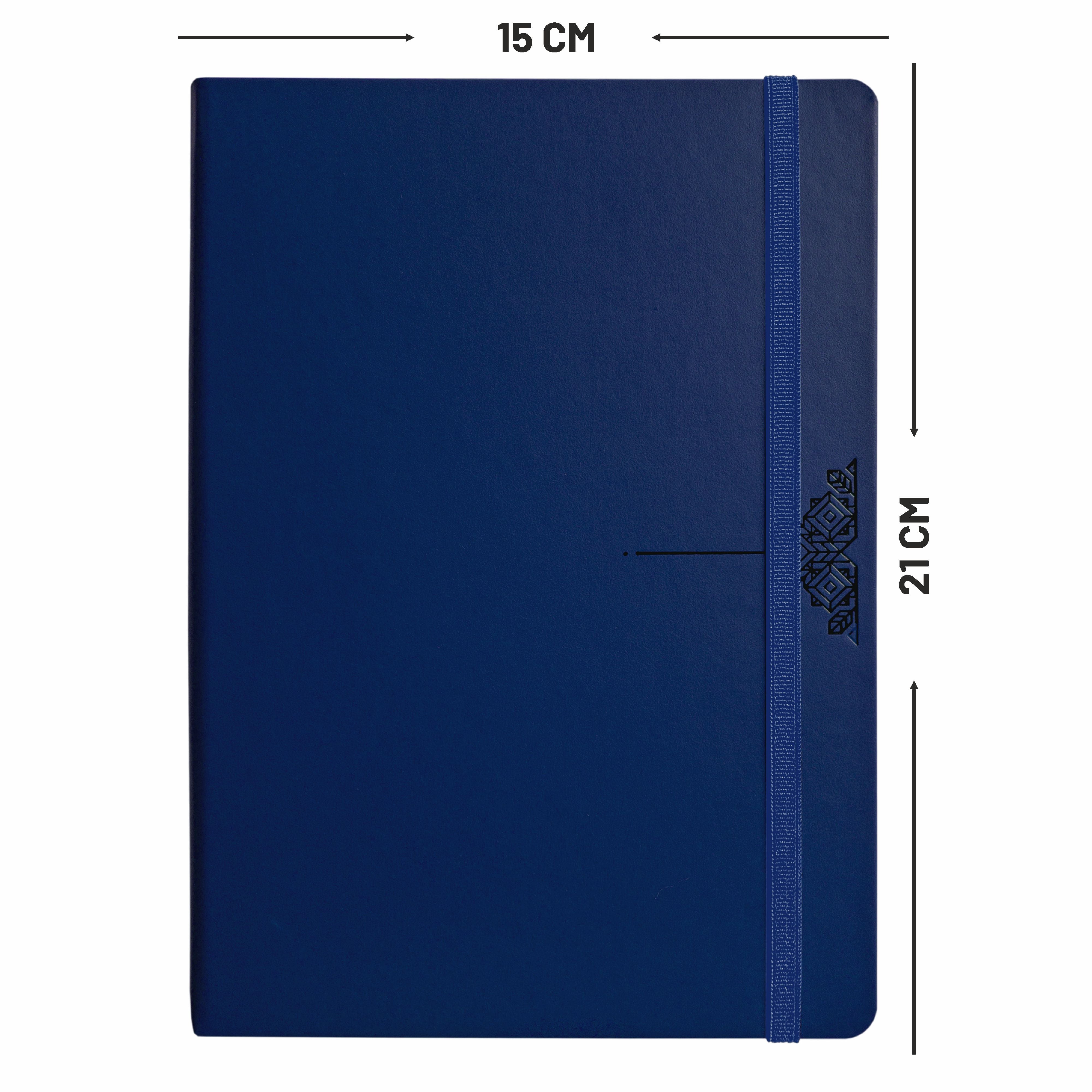 Anupam Daily Notes A5 Journal Notebook – 256 Pages, 80gsm, Fine Matte PVC Hard Cover with Foil, Elastic Closure, and Special Undated Calendar Pages