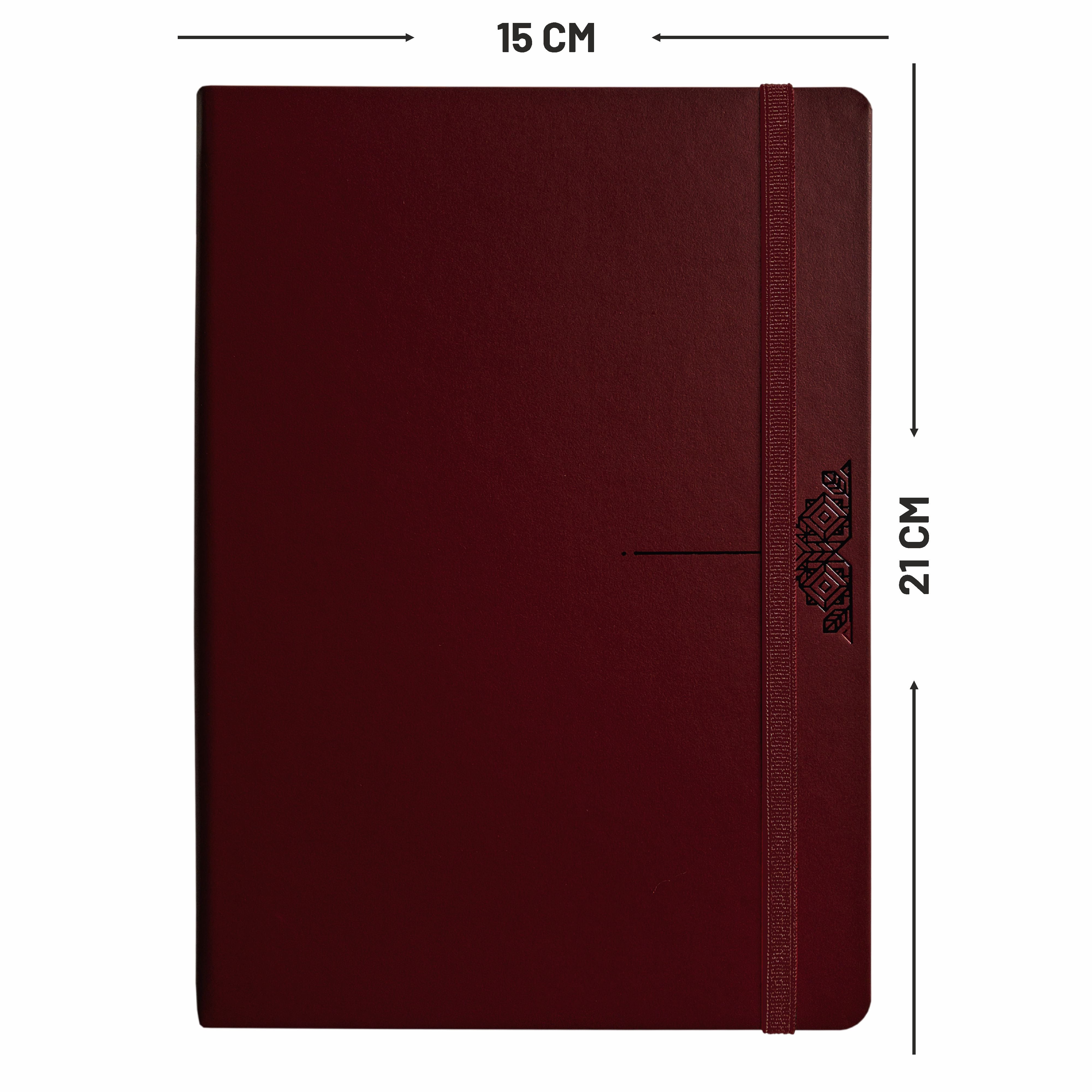 Anupam Daily Notes A5 Journal Notebook – 256 Pages, 80gsm, Fine Matte PVC Hard Cover with Foil, Elastic Closure, and Special Undated Calendar Pages