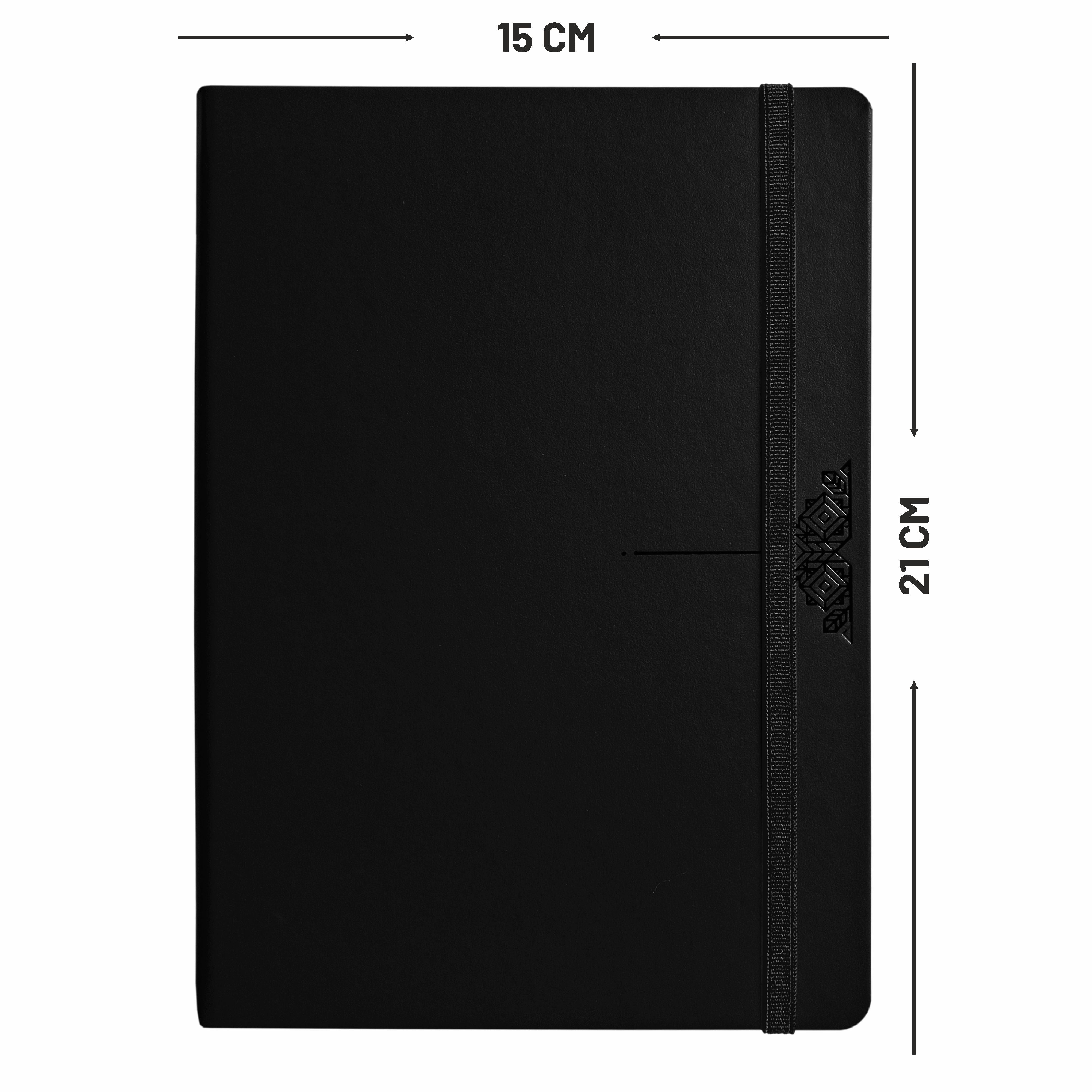 Anupam Daily Notes A5 Journal Notebook – 256 Pages, 80gsm, Fine Matte PVC Hard Cover with Foil, Elastic Closure, and Special Undated Calendar Pages