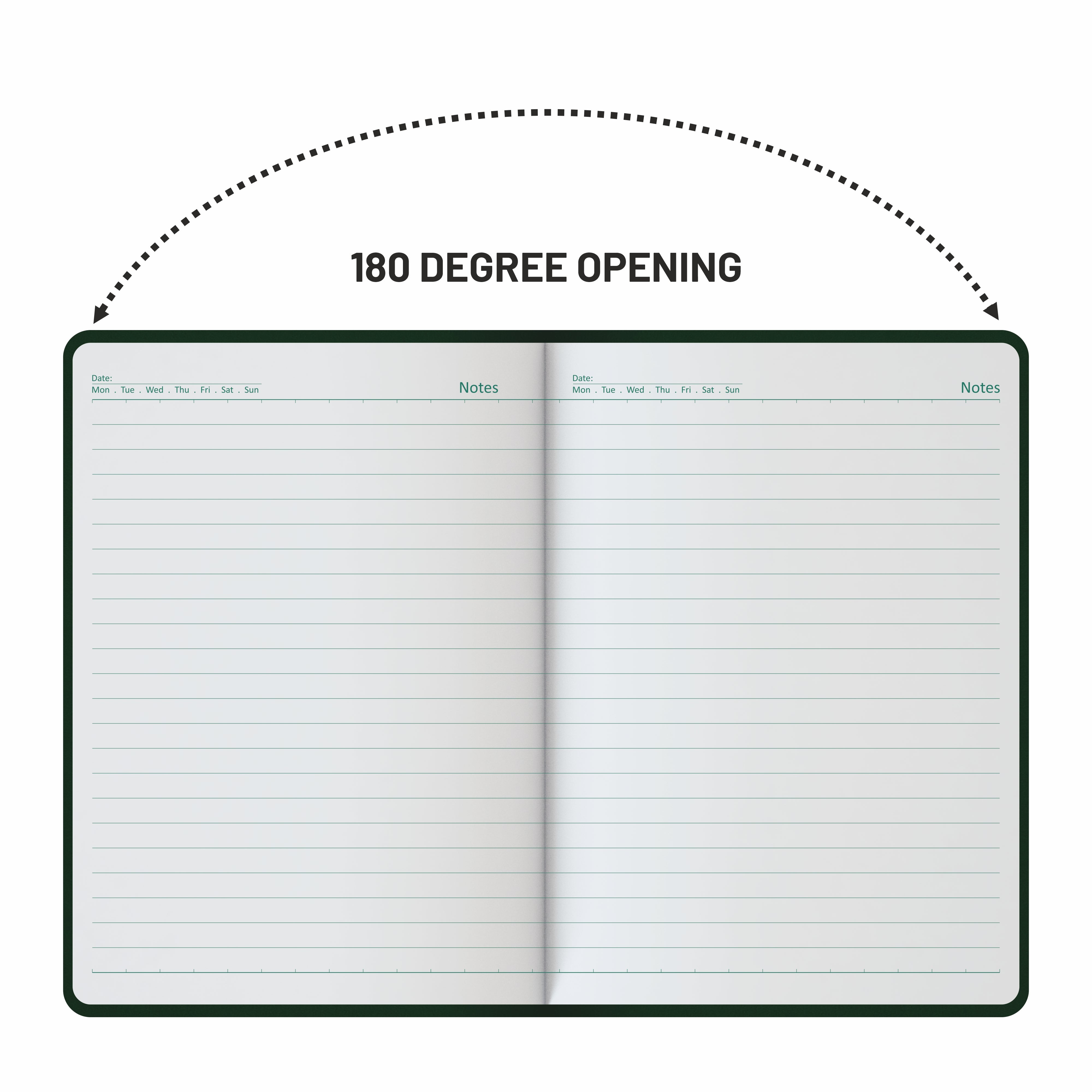 Anupam Daily Notes A5 Journal Notebook – 256 Pages, 80gsm, Fine Matte PVC Hard Cover with Foil, Elastic Closure, and Special Undated Calendar Pages