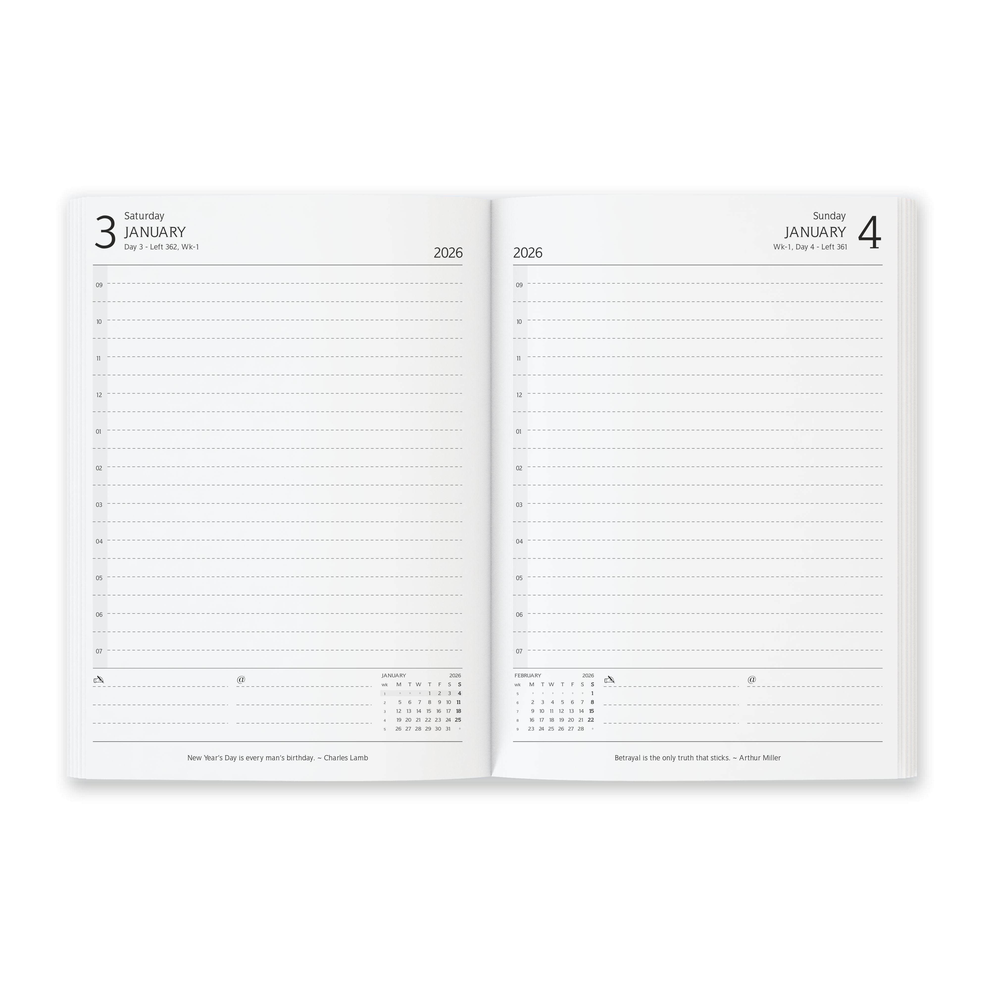 Anupam Dash 2026 Diary with Dates, 2026 Daily Planner Full Page Per Day with Monthly Calendar, New Year Diary 2026 80 GSM, 365 Days Aesthetic Book & Daily Diary for Office -