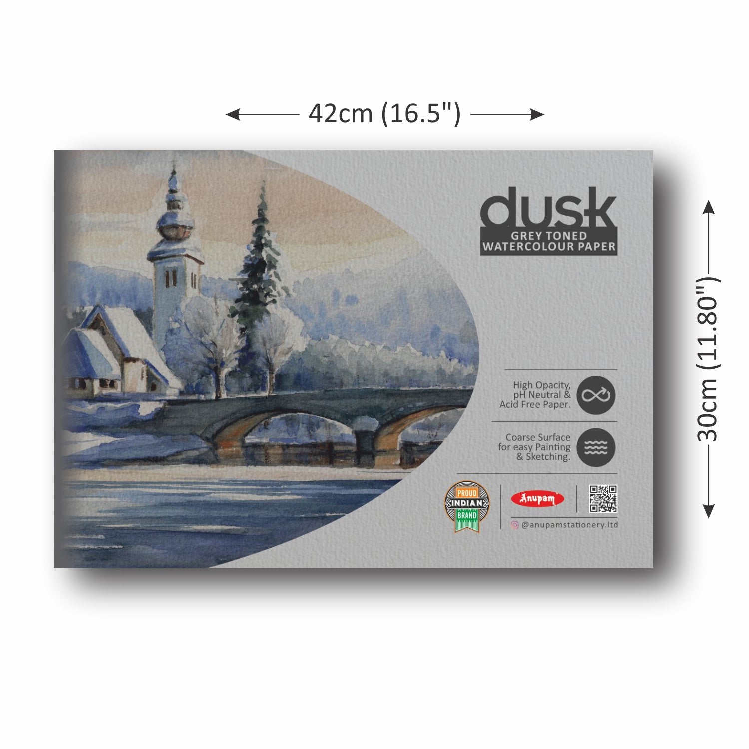 Anupam Dusk Grey Toned Water -Colour Paper-Cold Pressed Pad-225 GSM