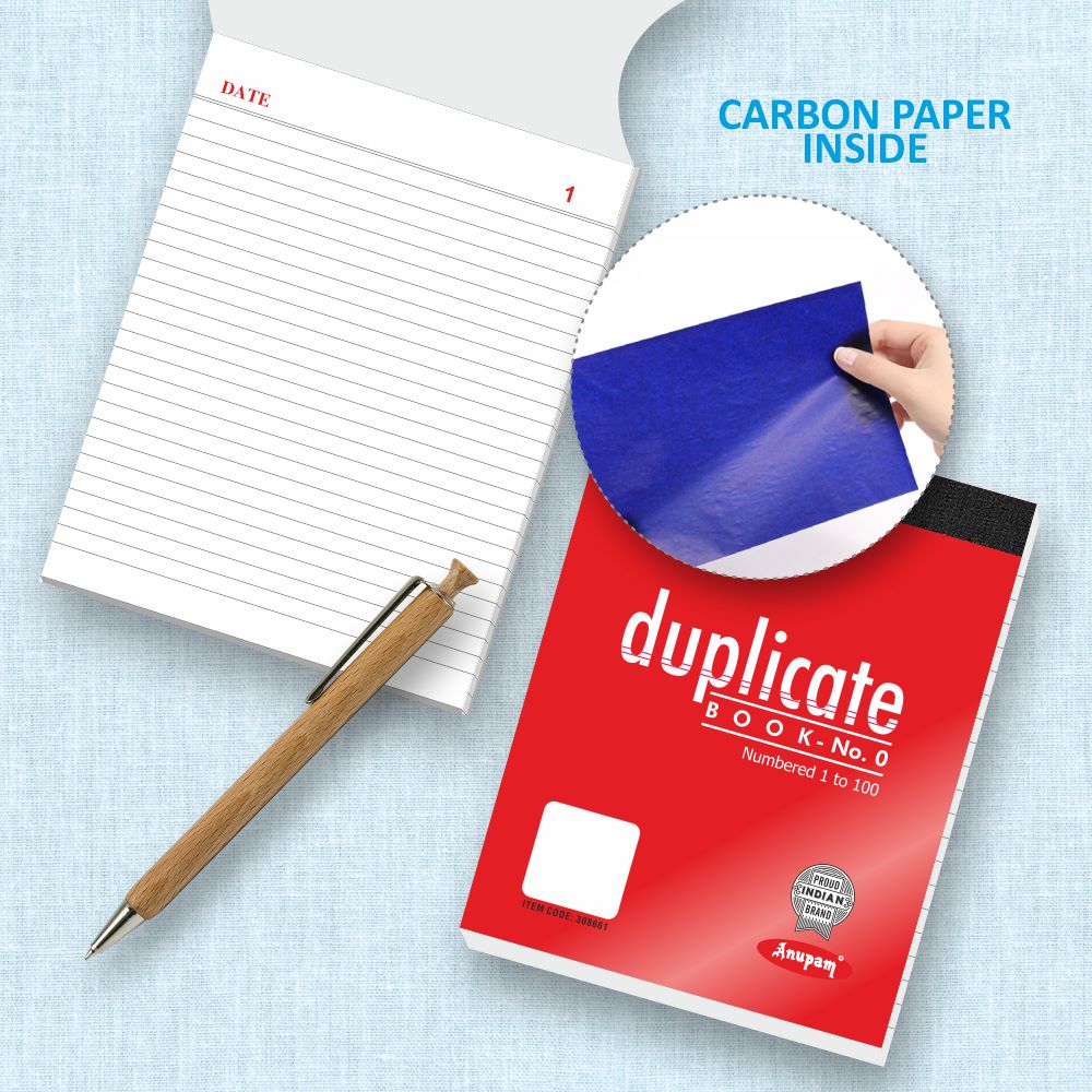 Anupam Duplicate Book with Carbon & Index Ruled Sheets Pad for Replicate-Record Organize and Work Order Receipt Book