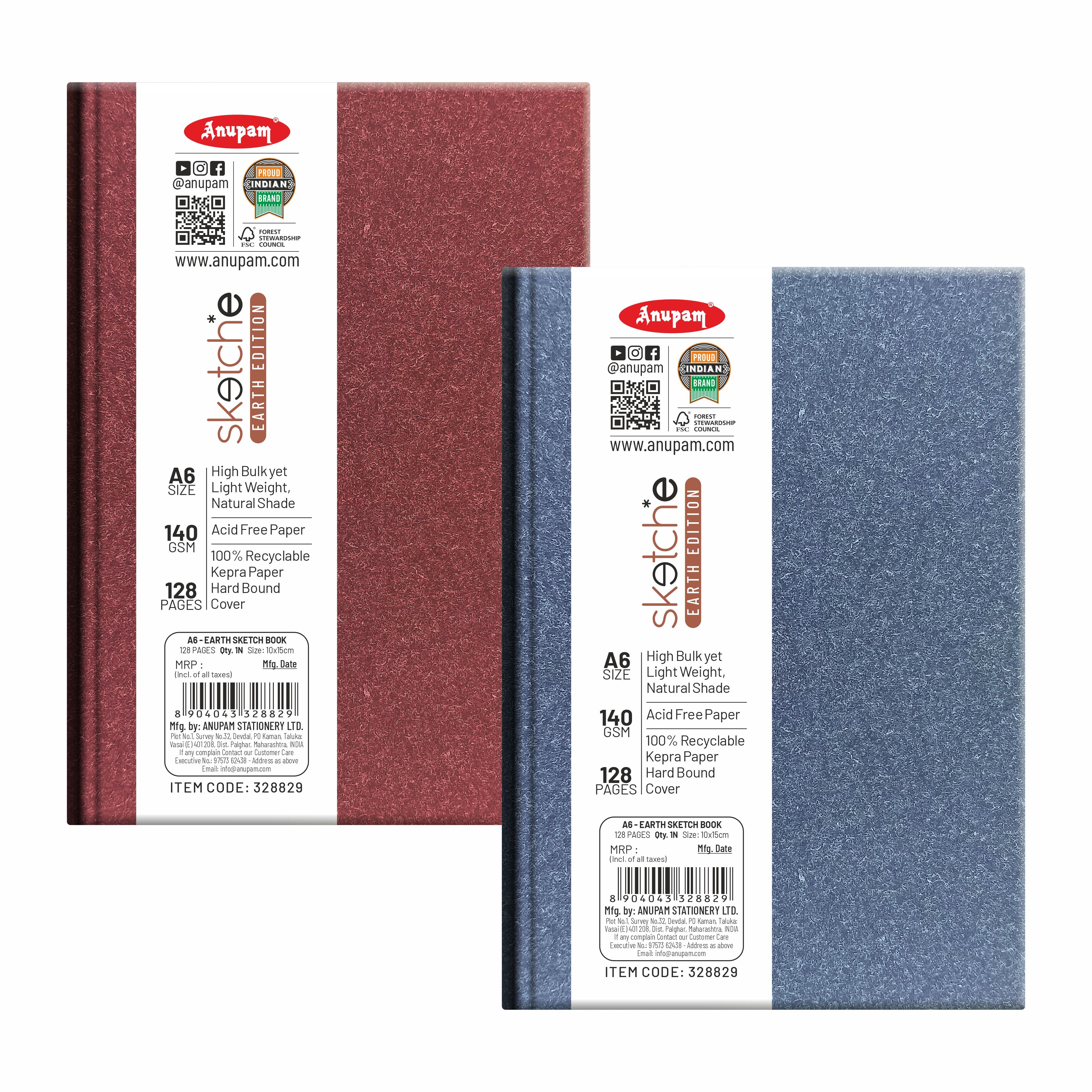 Anupam Earth Sketch-E Drawing Book-Cartridge Paper-100% Recycled Hardbound Book-140GSM