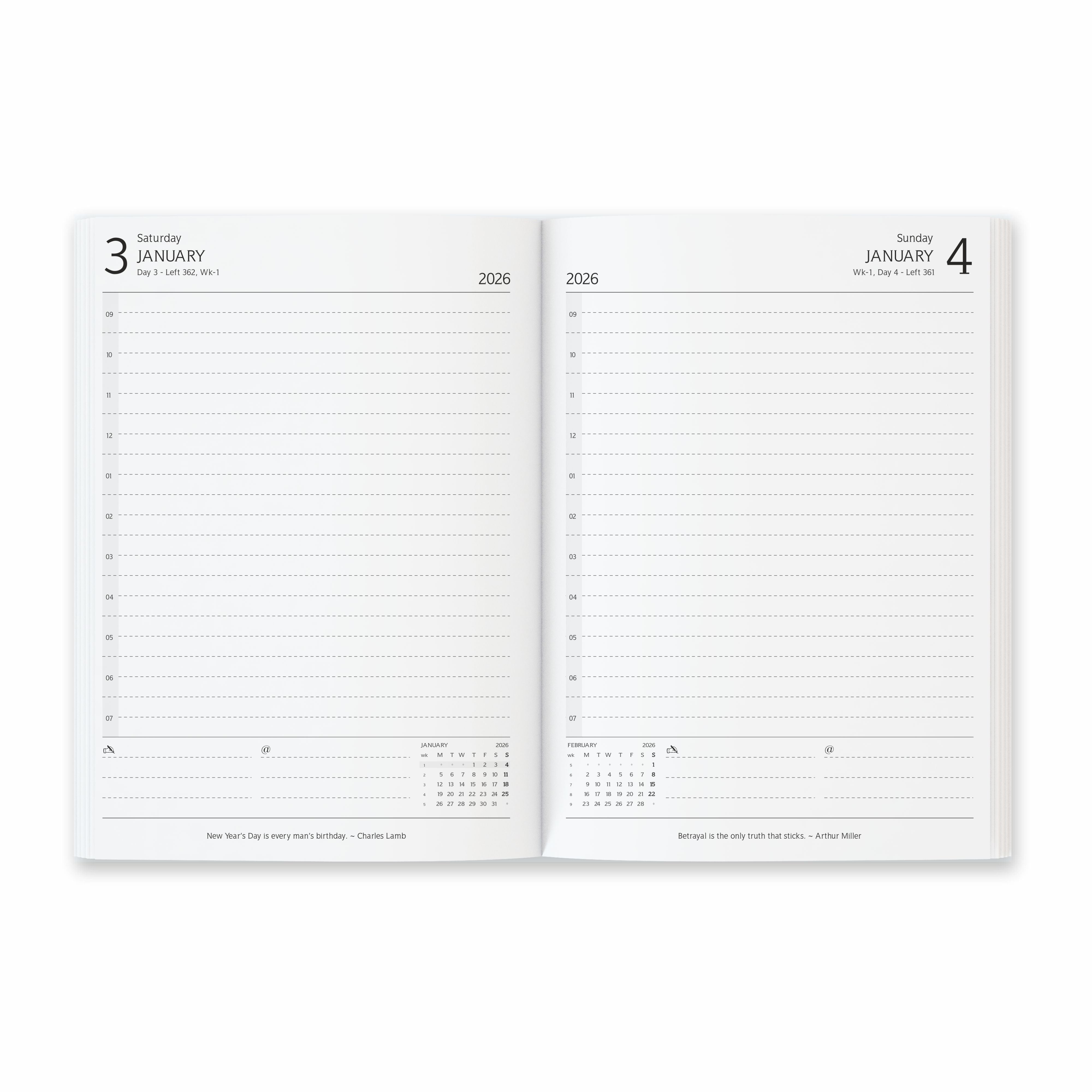 Anupam Flxy 2026 Diary with Dates - 80 GSM Paper 2026 Daily Planner Full Page Per Day with Monthly Calendar, 365 Days New Year Diary, Flexible Leather PU Cover, Matching Elastic Closure