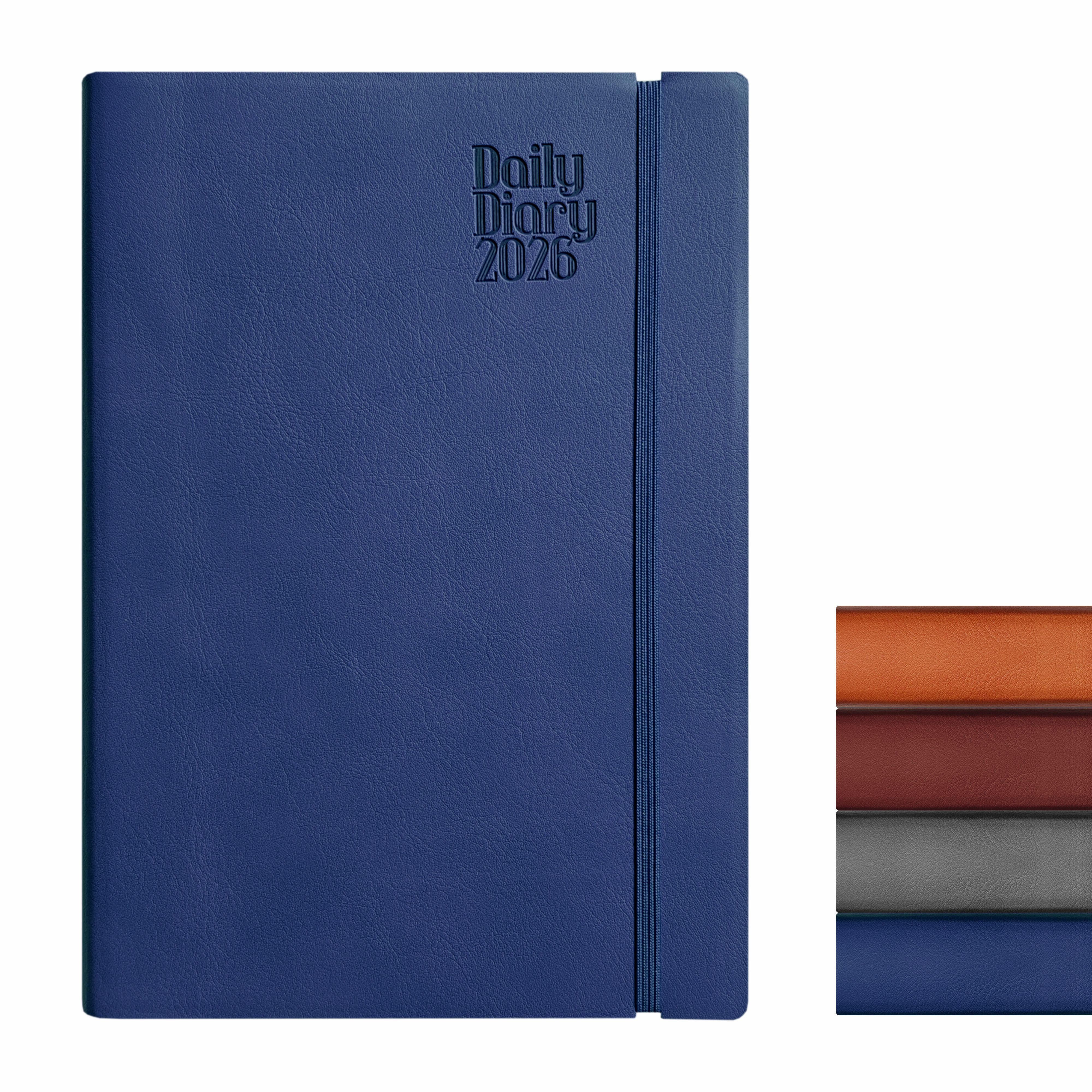 Anupam Flxy 2026 Diary with Dates - 80 GSM Paper 2026 Daily Planner Full Page Per Day with Monthly Calendar, 365 Days New Year Diary, Flexible Leather PU Cover, Matching Elastic Closure