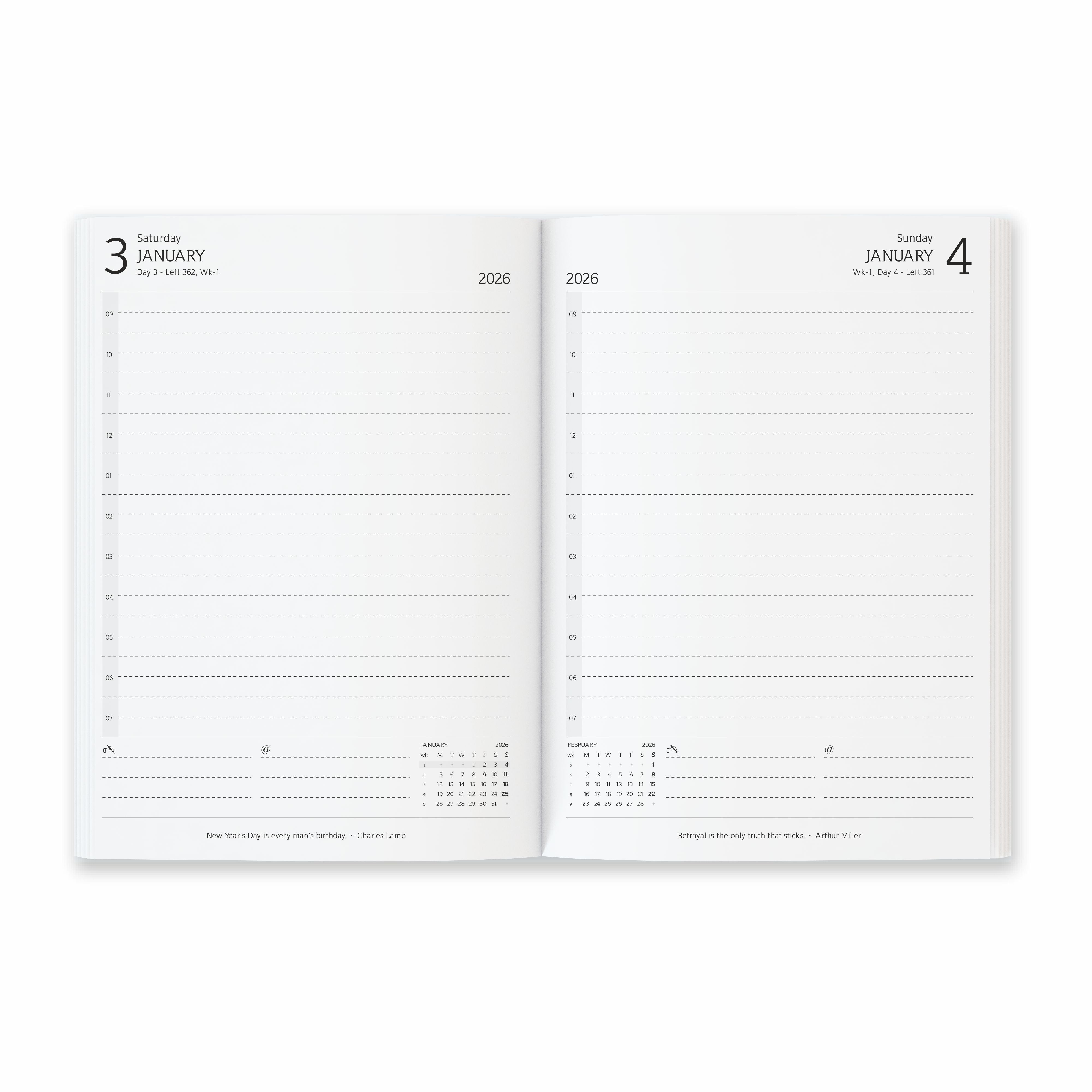 Anupam Fly 2026 New Year Diary with Dates – A5 Daily Planner with Monthly Calendar, 400 Pages, Canvas Textured PU Cover, Magnetic Closure & Pen Holder