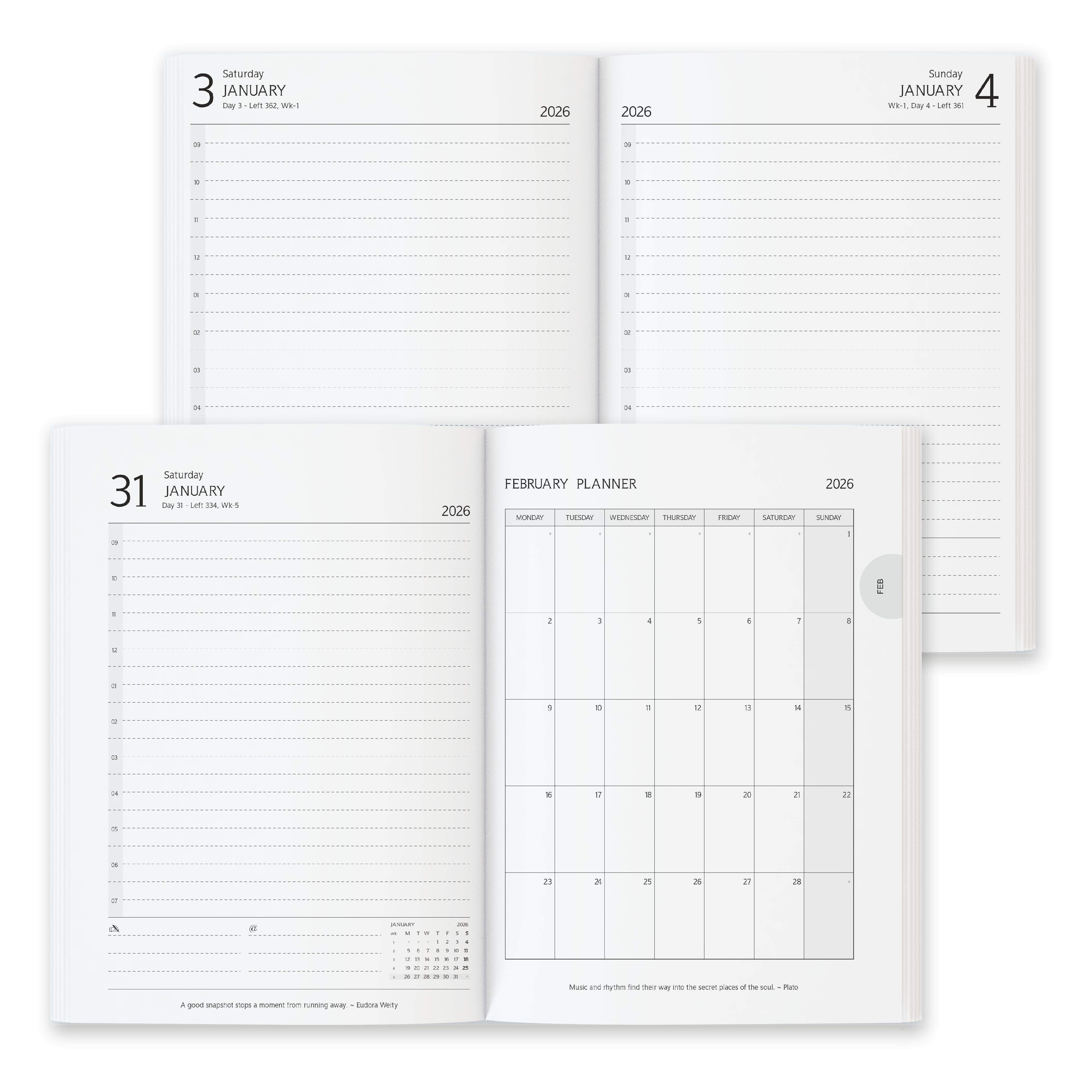 Anupam Fly 2026 New Year Diary with Dates – A5 Daily Planner with Monthly Calendar, 400 Pages, Canvas Textured PU Cover, Magnetic Closure & Pen Holder
