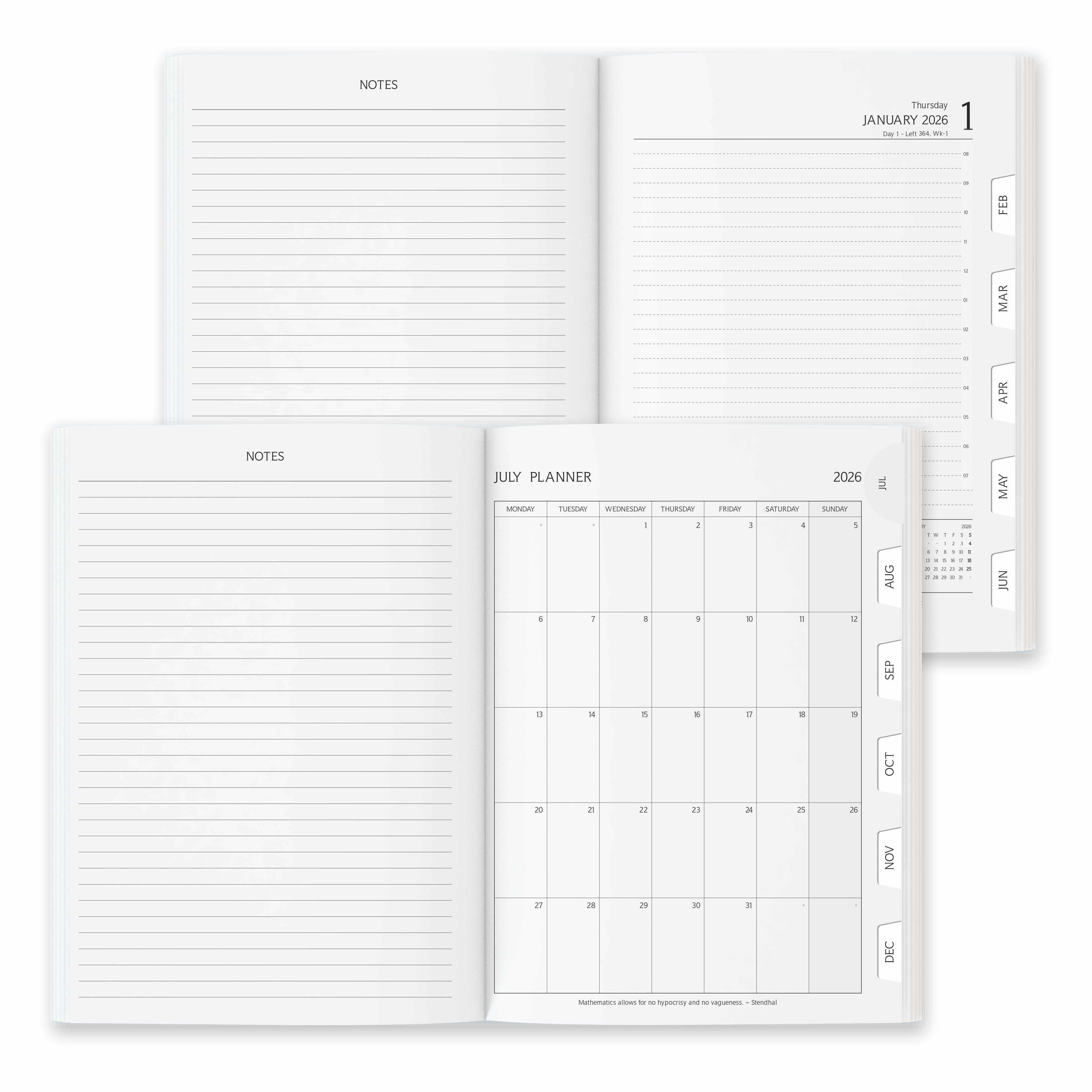 Anupam Fash 2026 Diary with Dates, 2026 Daily Planner Full Page for Monday - Friday and Saturday-Sunday in one Page with Monthly Calendar, January to December 365 Days