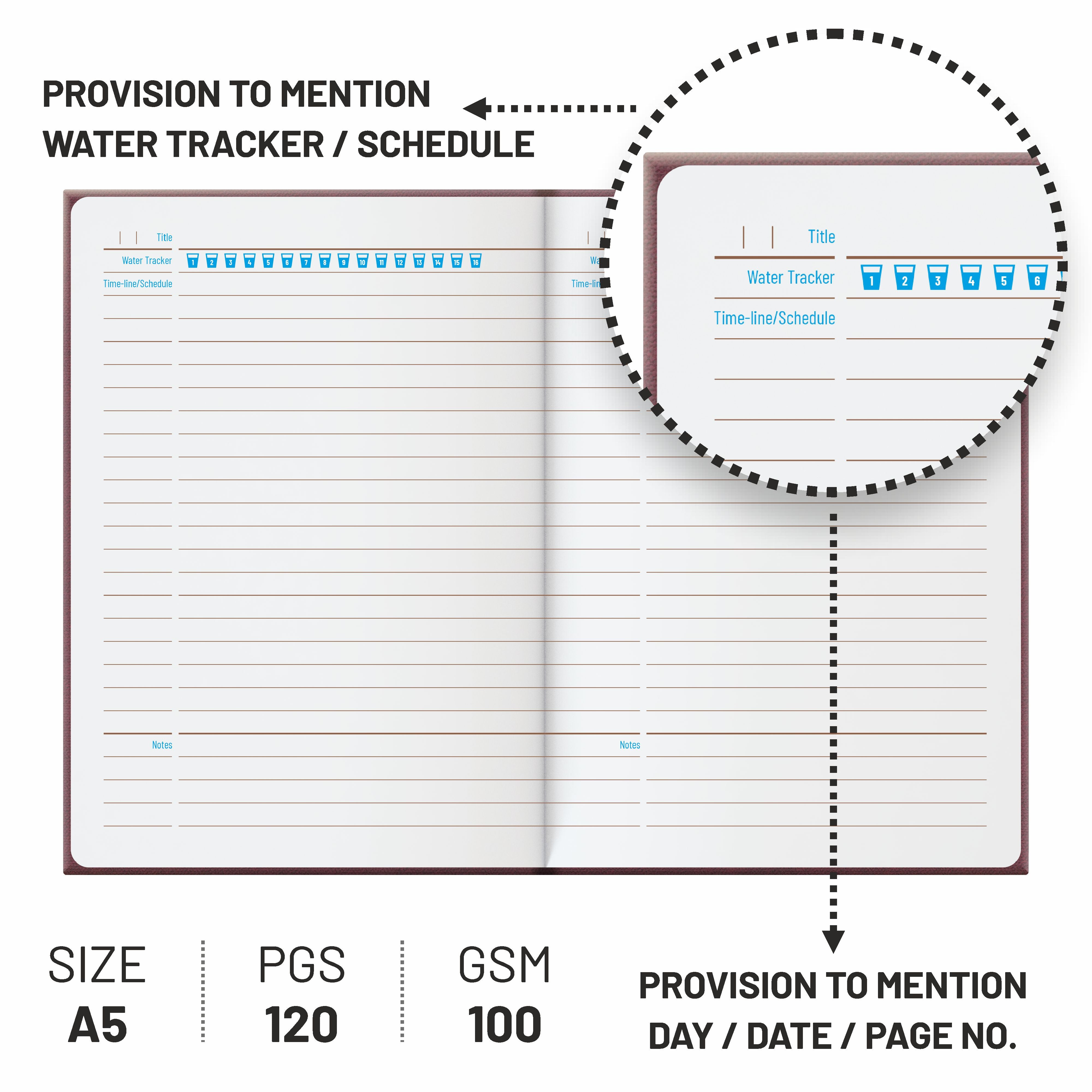 Anupam Glitz Journal Notebook 100 Gsm PU Leather Notebook| A5 Planner with Magnetic Closure, Water & Bill Tracker, Monthly & Yearly Planner, 180° Flat Design, Card Pockets, Passport Holder & Metal Pen – 120 Pages