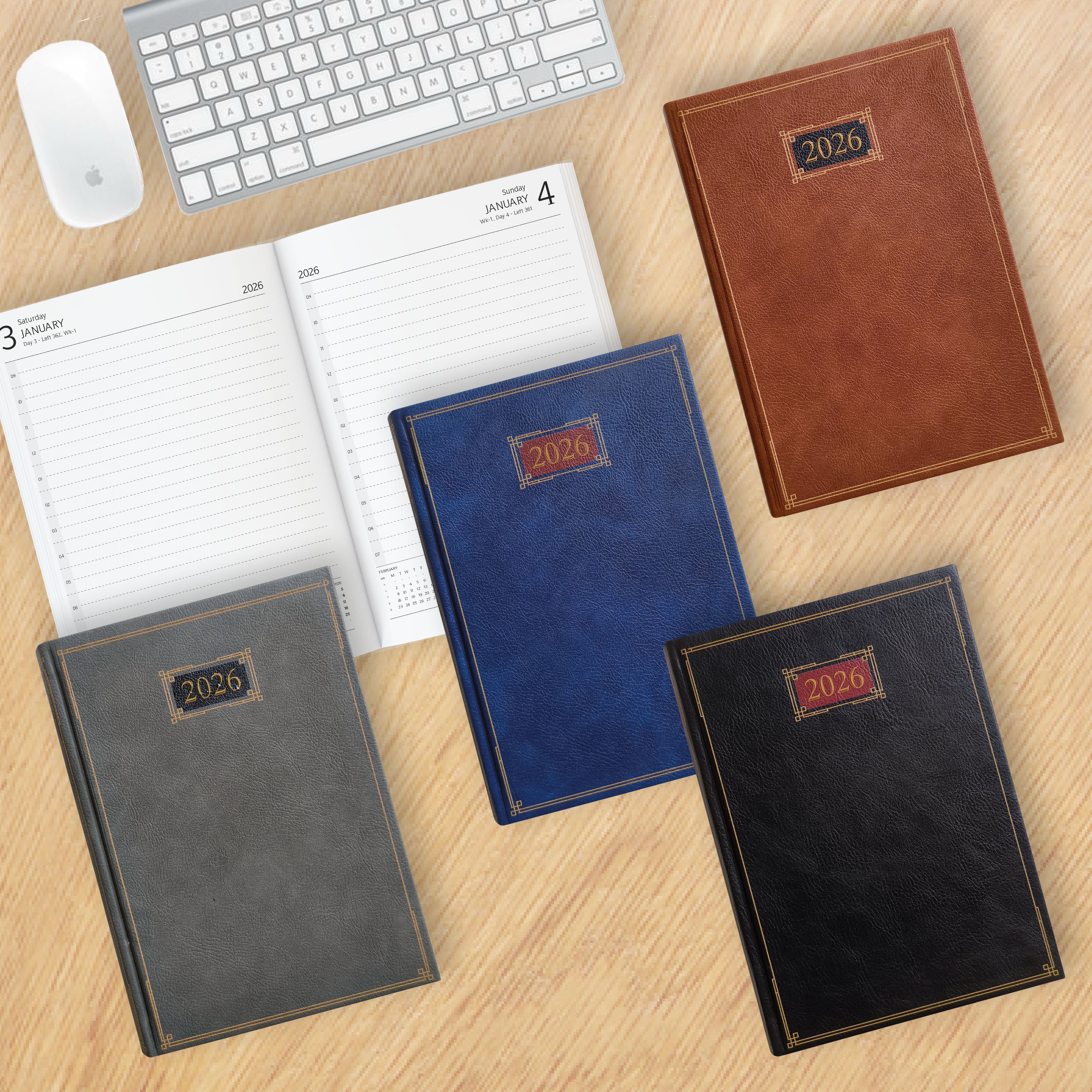 Anupam Goth 2026 Diary with Dates, Daily Planner Full Page Per Day with Monthly Calendar, January to December New Year Office Diary – 365 Days Canvas Textured PU Cover – 80 GSM