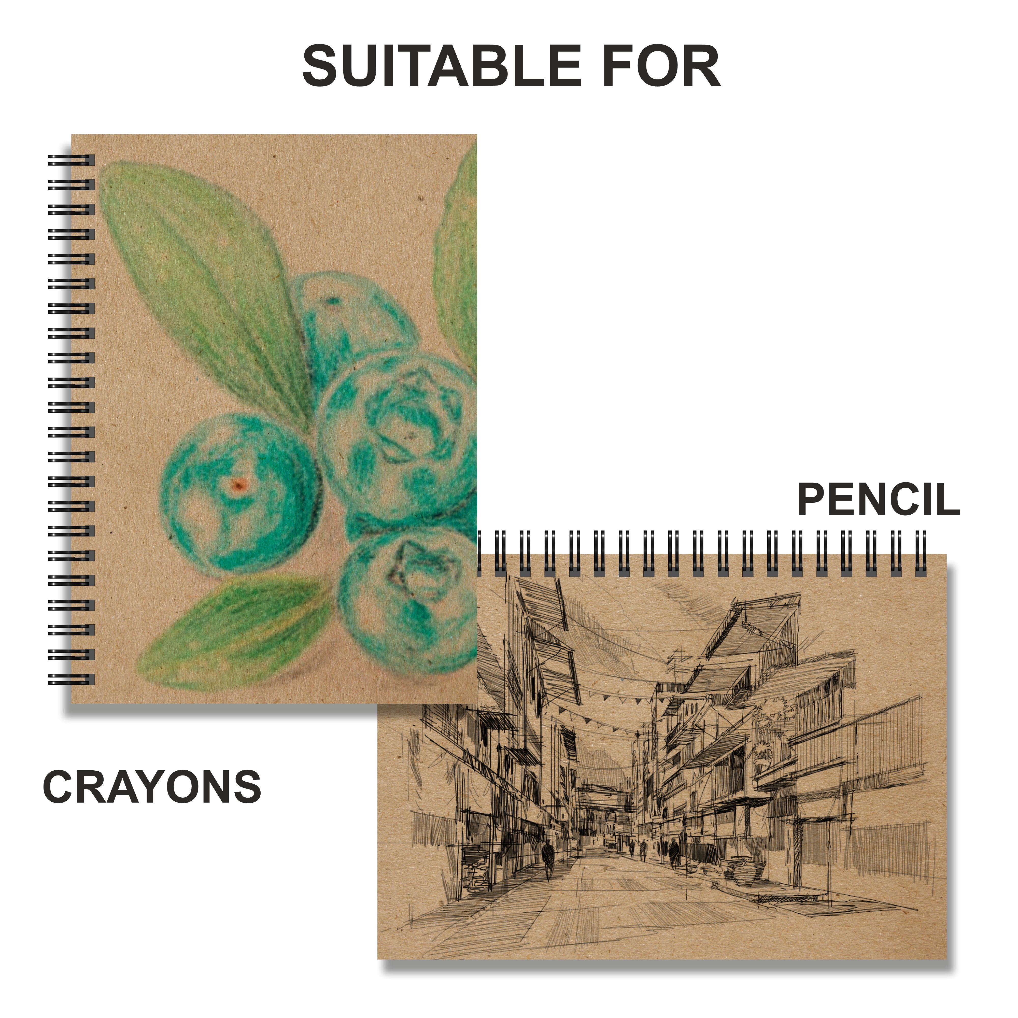 Anupam Khaki Sketchbook - Cartridge Paper - Soft Cover-Wireo book - 160 GSM